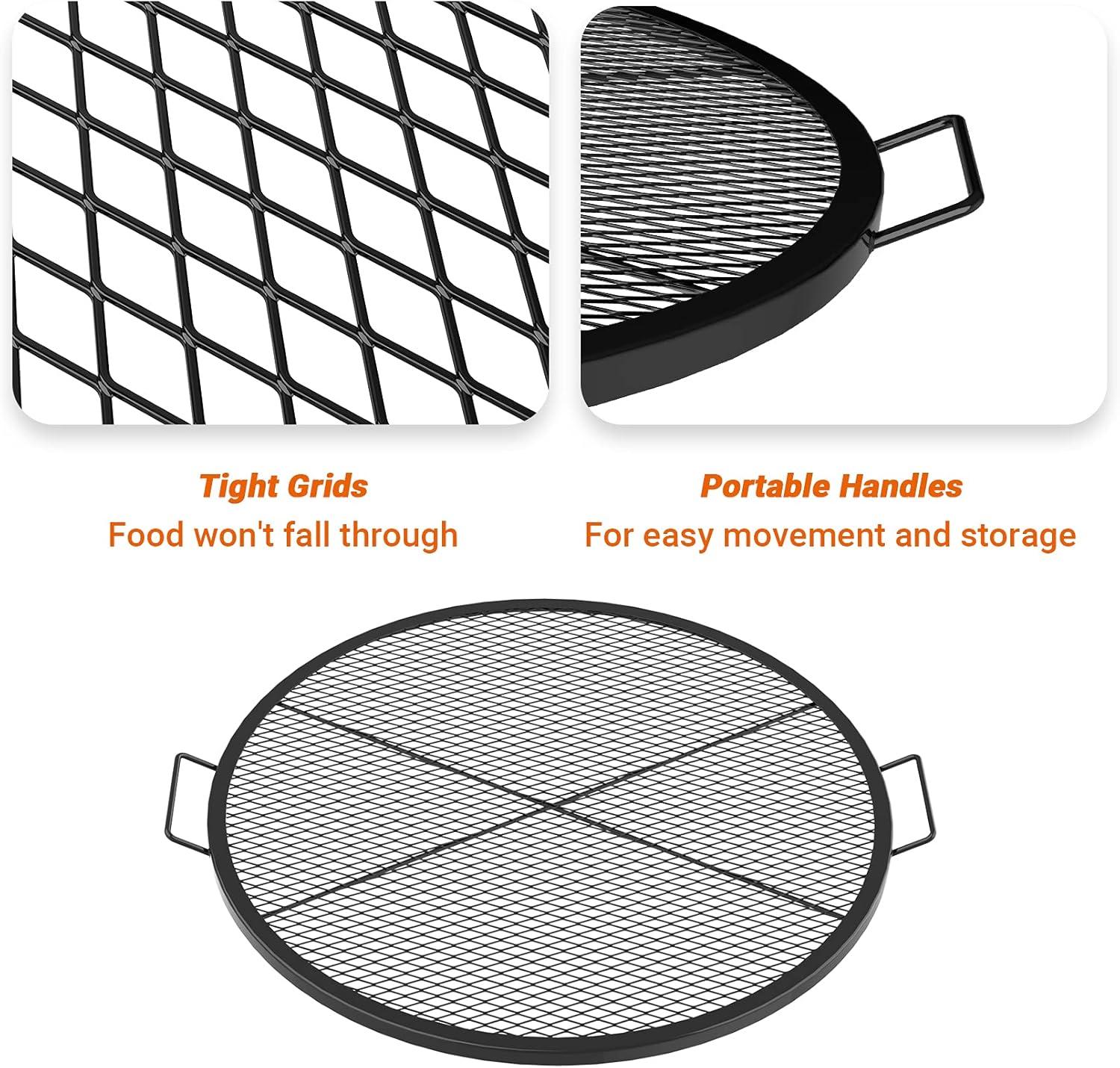 Stanbroil Heavy Duty X-Marks Fire Pit Cooking Grill Grates with Support X Wire – Outdoor Round BBQ Campfire Grill Grid – Camping Cookware, 36-Inch(24 Inch)