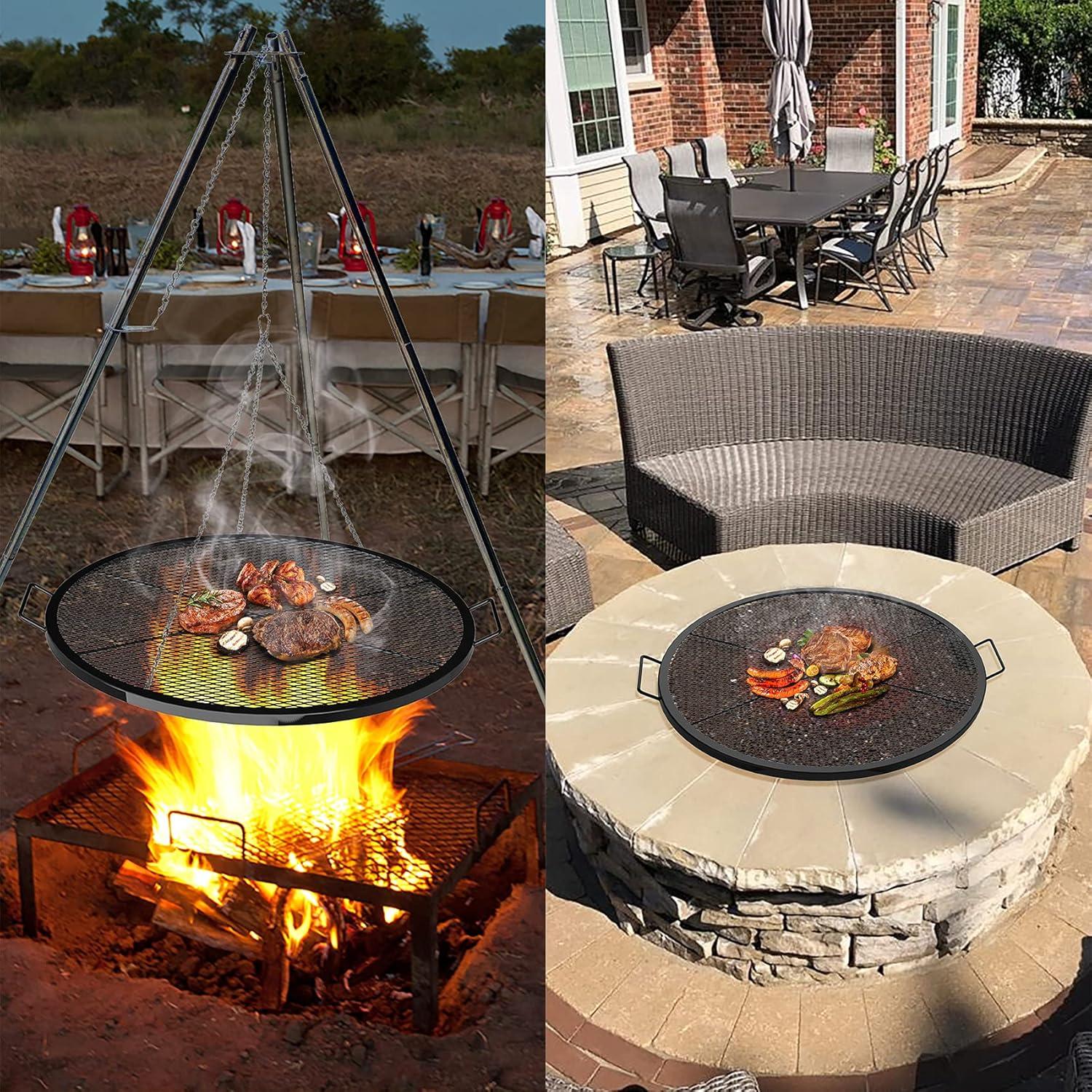 Stanbroil Heavy Duty X-Marks Fire Pit Cooking Grill Grates with Support X Wire – Outdoor Round BBQ Campfire Grill Grid – Camping Cookware, 36-Inch(24 Inch)
