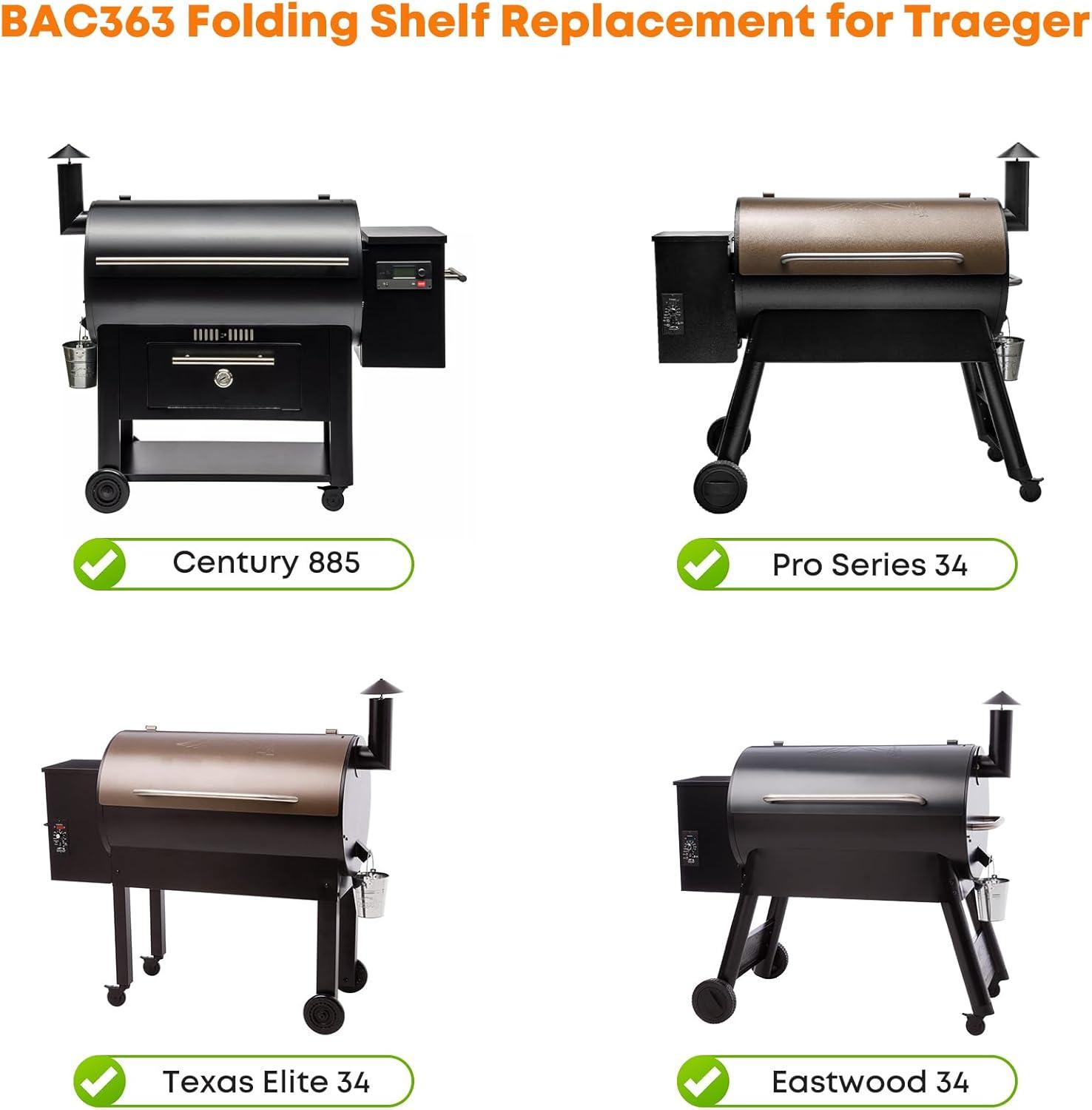Stanbroil Folding Front Shelf for Traeger Pro 22, Pro 575 and Ironwood 650 Series, BAC362 Folding Shelf, Grill Accessories for Traeger Pellet Grills, 25″ L x 12″ W(37″)