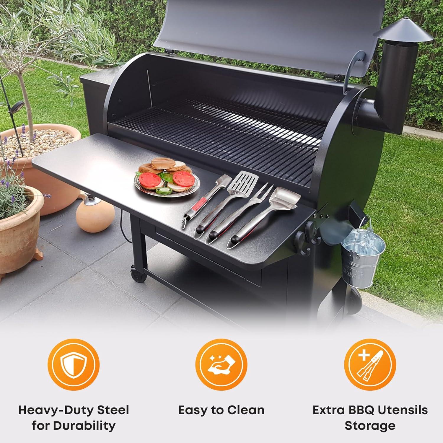 Stanbroil Folding Front Shelf for Traeger Pro 22, Pro 575 and Ironwood 650 Series, BAC362 Folding Shelf, Grill Accessories for Traeger Pellet Grills, 25″ L x 12″ W(37″)