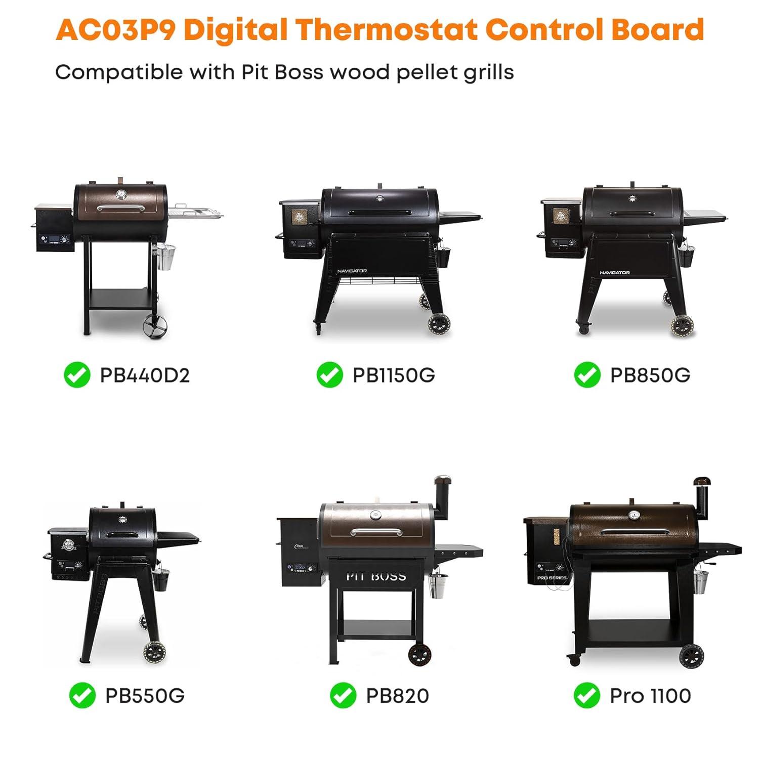Stanbroil Control Board Replacement for Pit Boss Grill/Smoker, Controller with LCD Display Module Replaces Pitboss AC03P9, 120V 60Hz