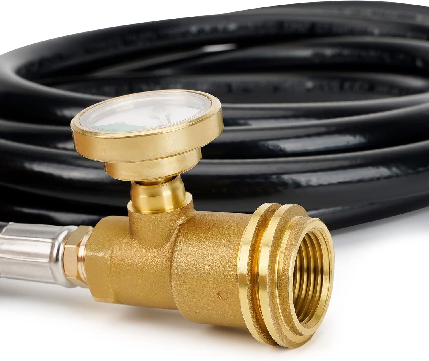 Stanbroil 12 FT Propane Extension Hose with Gauge – Leak Detector Replacement for Propane Appliances,Standard P.O.L.(12 Feet)