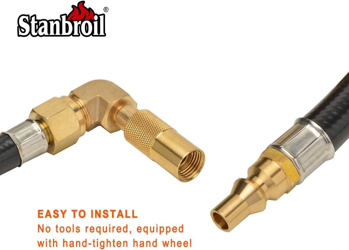 Stanbroil 12FT RV Quick Connect Propane Hose with Propane Elbow Adapter Fitting RV Quick-Connect Kit for Blackstone Tabletop Camping Grill 17 Inch and 22 Inch Portable Gas Griddle