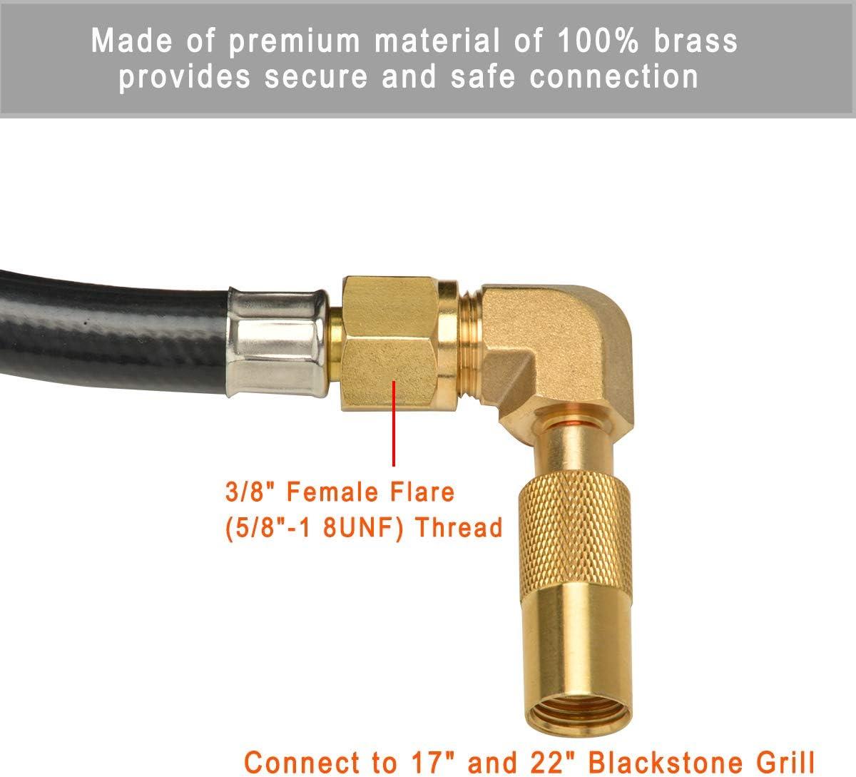 Stanbroil 12FT RV Quick Connect Propane Hose with Propane Elbow Adapter Fitting RV Quick-Connect Kit for Blackstone Tabletop Camping Grill 17 Inch and 22 Inch Portable Gas Griddle