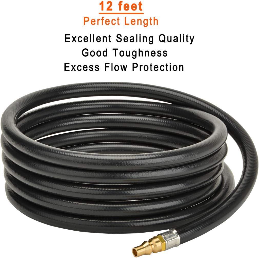 Stanbroil 12FT RV Quick Connect Propane Hose with Propane Elbow Adapter Fitting RV Quick-Connect Kit for Blackstone Tabletop Camping Grill 17 Inch and 22 Inch Portable Gas Griddle