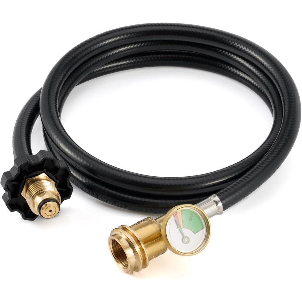Stanbroil 12 FT Propane Extension Hose with Gauge – Leak Detector Replacement for Propane Appliances,Standard P.O.L.(5 Feet)