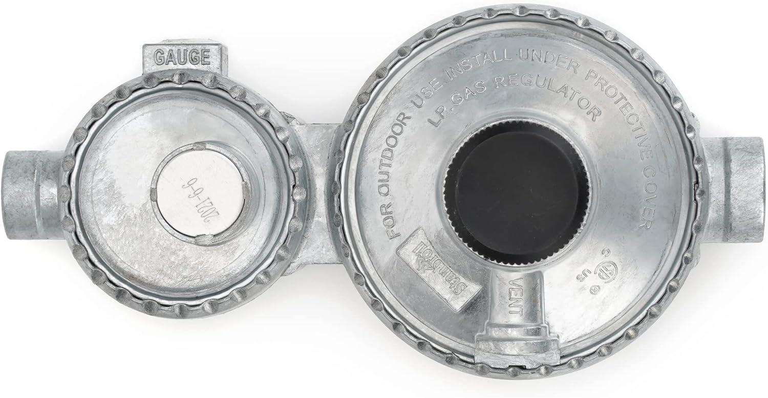 Stanbroil Horizontal Two Stage Propane Regulator with 3/8″ Female NPT and POL for RV, Vans, Trailers, Campers(Horizontal Regulator)