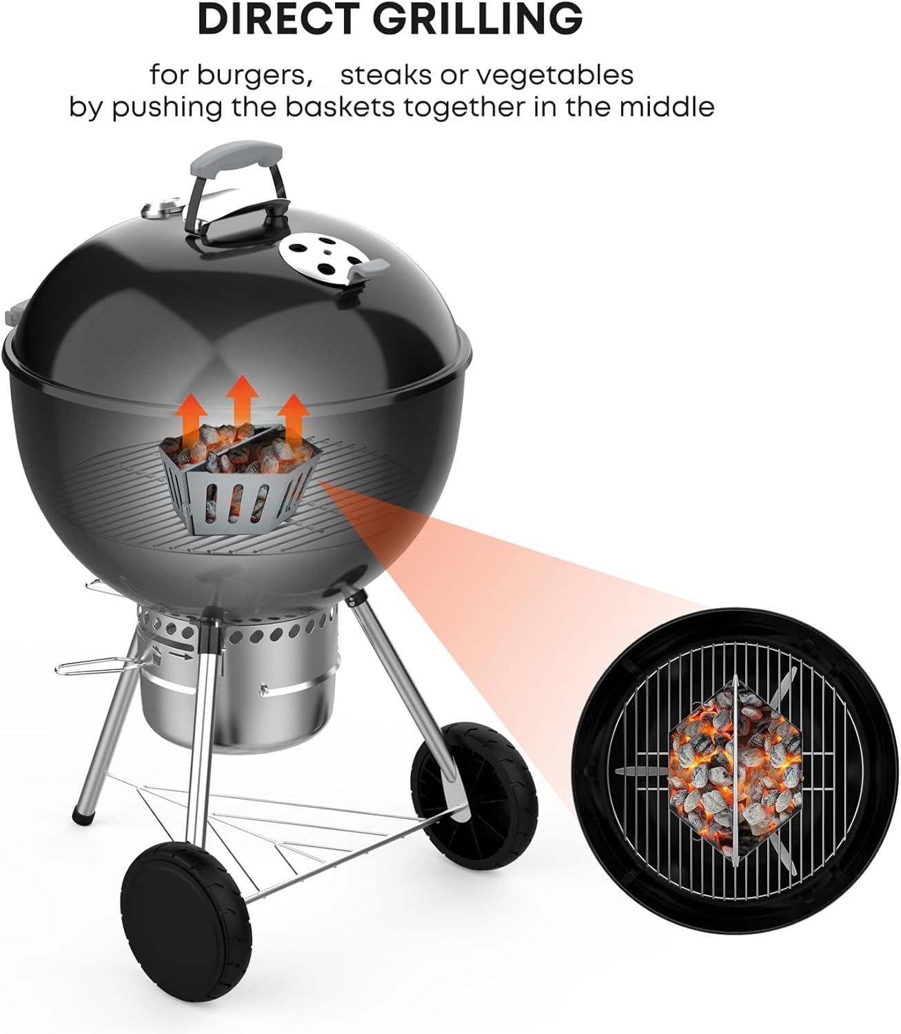 Stanbroil Charcoal Grill Basket – Set of 2 Barbecue Grilling Charcoal Holder Replacement for Weber 22″ and 26″ Charcoal Grills