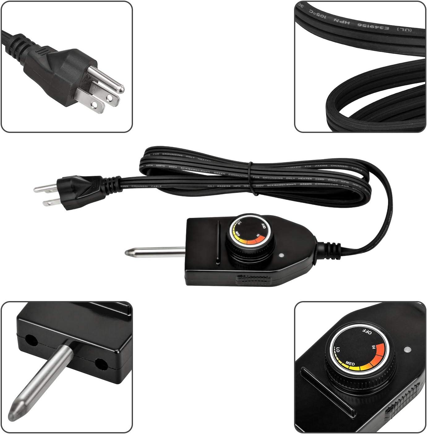 Stanbroil Replacement Part Electric Smoker and Grill Heating Element with Adjustable Thermostat Cord Controller for Most Smokers and Grills, 1500W
