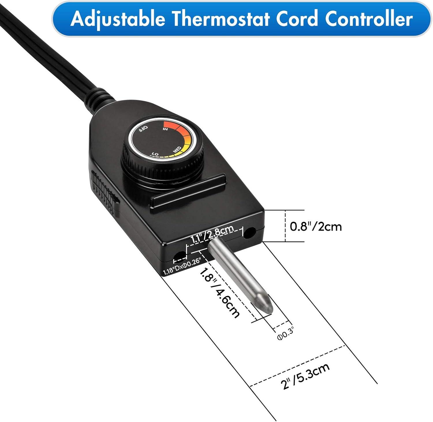 Stanbroil Replacement Part Electric Smoker and Grill Heating Element with Adjustable Thermostat Cord Controller for Most Smokers and Grills, 1500W