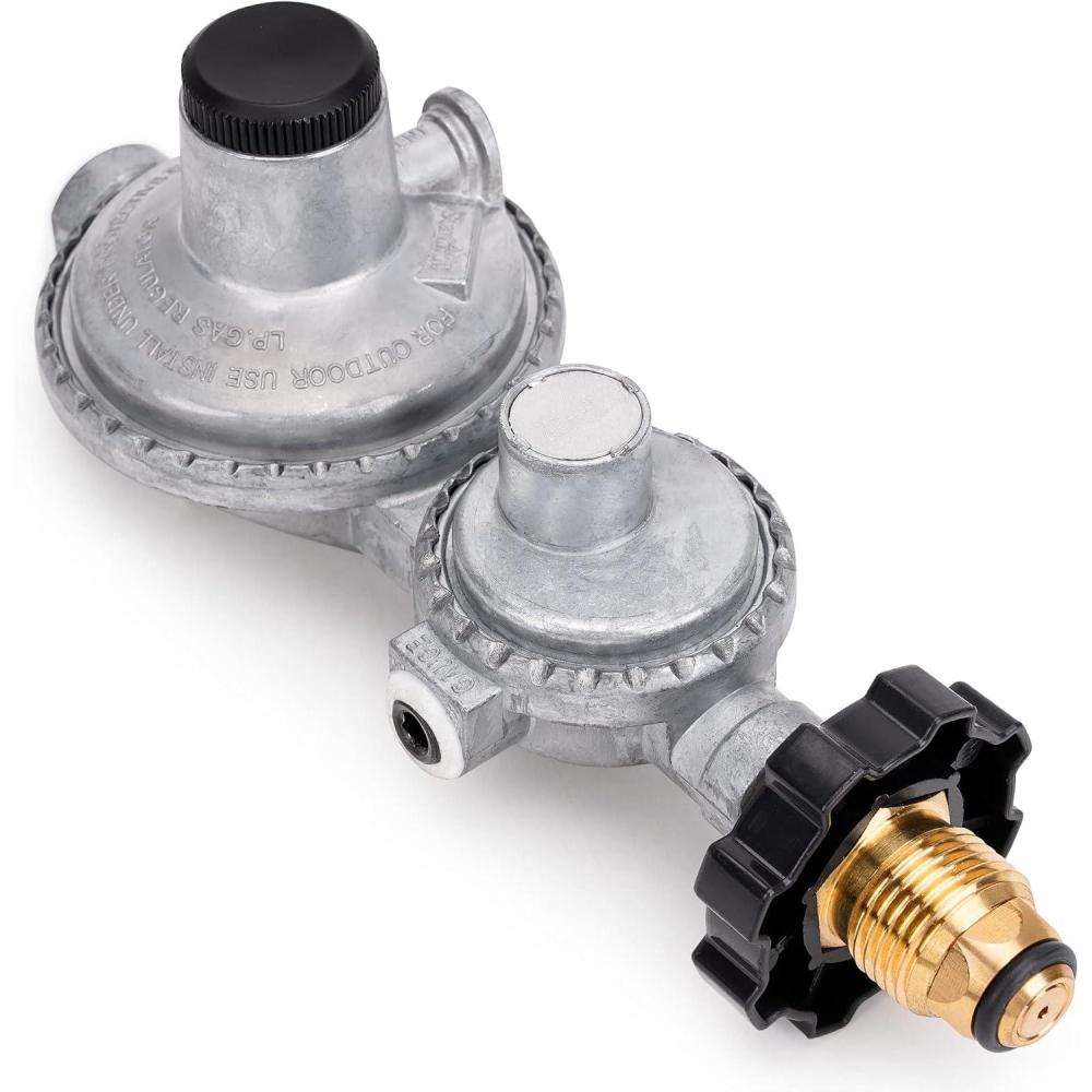 Stanbroil Horizontal Two Stage Propane Regulator with 3/8″ Female NPT and POL for RV, Vans, Trailers, Campers(Horizontal Regulator with POL)