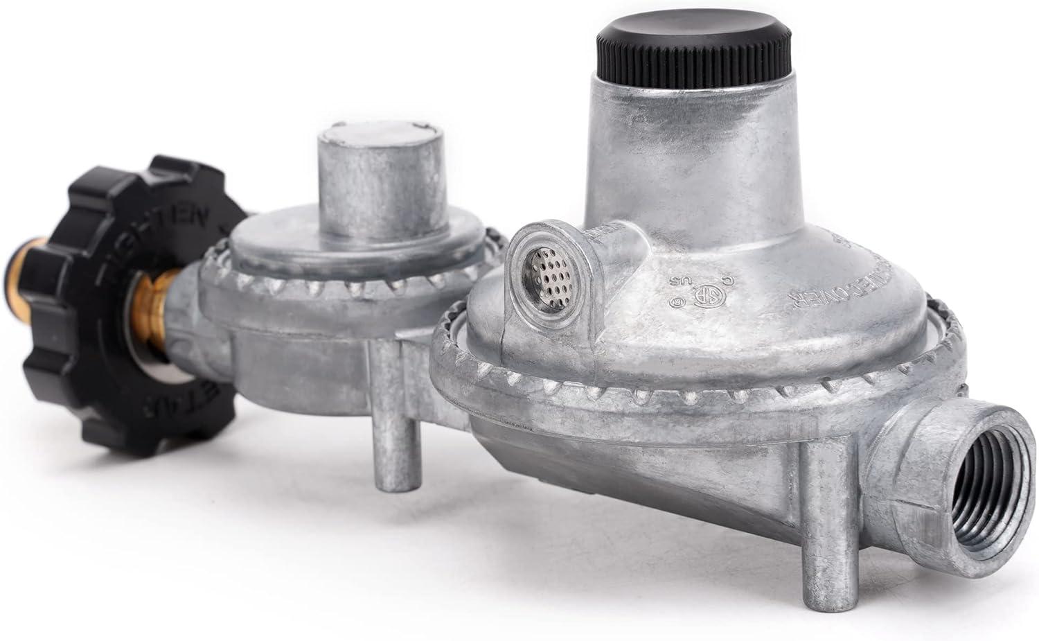 Stanbroil Horizontal Two Stage Propane Regulator with 3/8″ Female NPT and POL for RV, Vans, Trailers, Campers(Horizontal Regulator with POL)