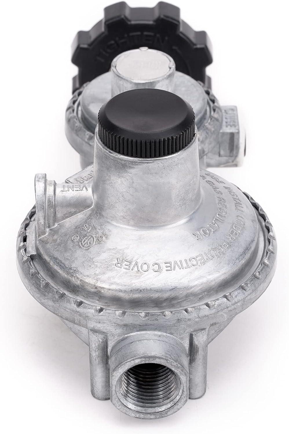 Stanbroil Horizontal Two Stage Propane Regulator with 3/8″ Female NPT and POL for RV, Vans, Trailers, Campers(Horizontal Regulator with POL)