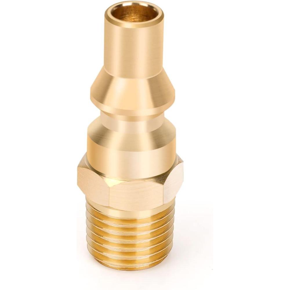 Stanbroil Propane Brass Quick Connect Fitting Adapter- Full Flow Male Plug x 1/4″ Male NPT for RV Portable BBQ