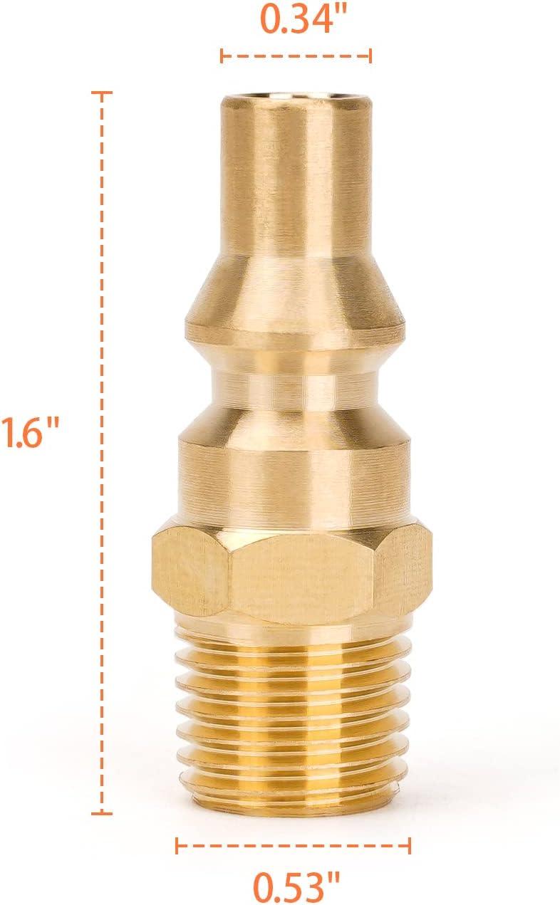 Stanbroil Propane Brass Quick Connect Fitting Adapter- Full Flow Male Plug x 1/4″ Male NPT for RV Portable BBQ