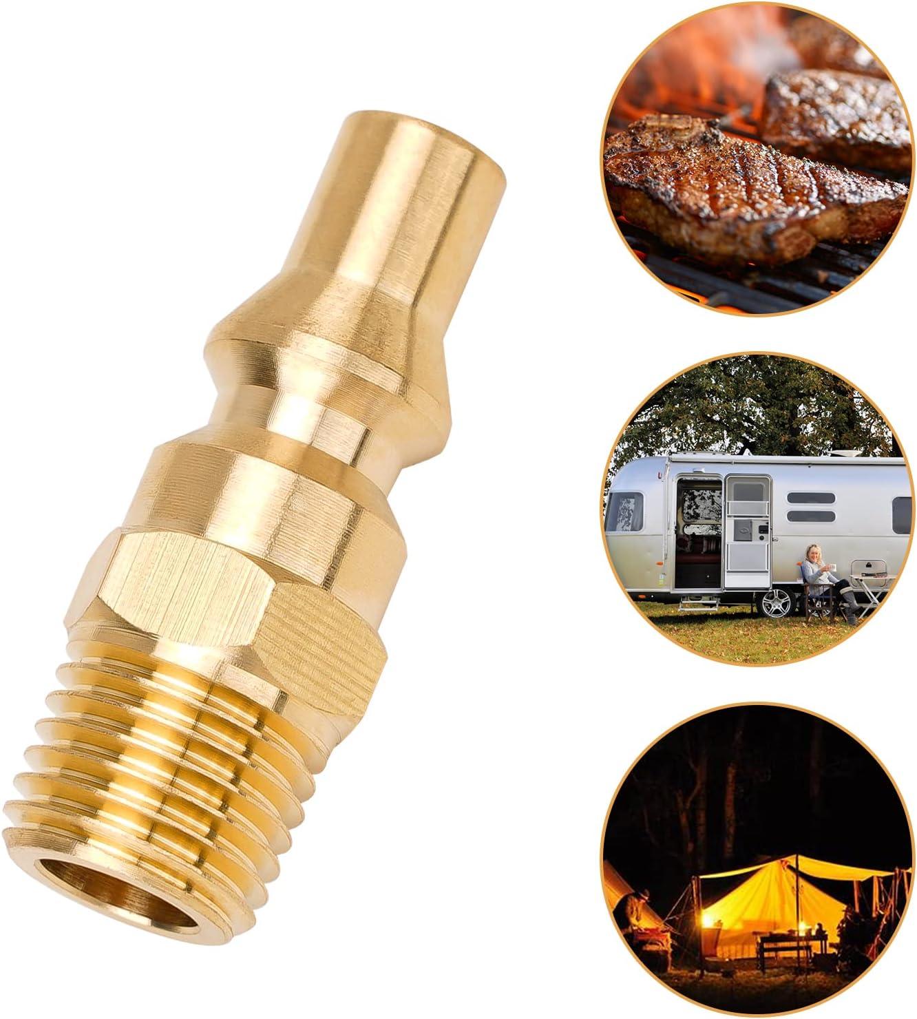 Stanbroil Propane Brass Quick Connect Fitting Adapter- Full Flow Male Plug x 1/4″ Male NPT for RV Portable BBQ