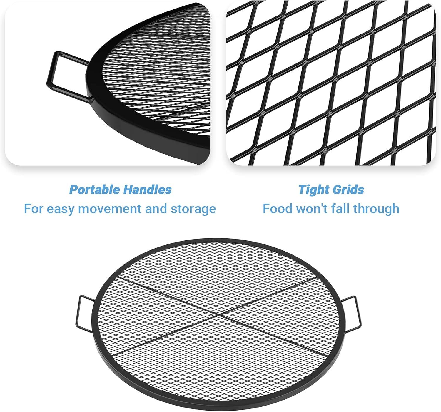 Stanbroil Heavy Duty X-Marks Fire Pit Cooking Grill Grates with Support X Wire – Outdoor Round BBQ Campfire Grill Grid – Camping Cookware, 36-Inch(30 Inch)