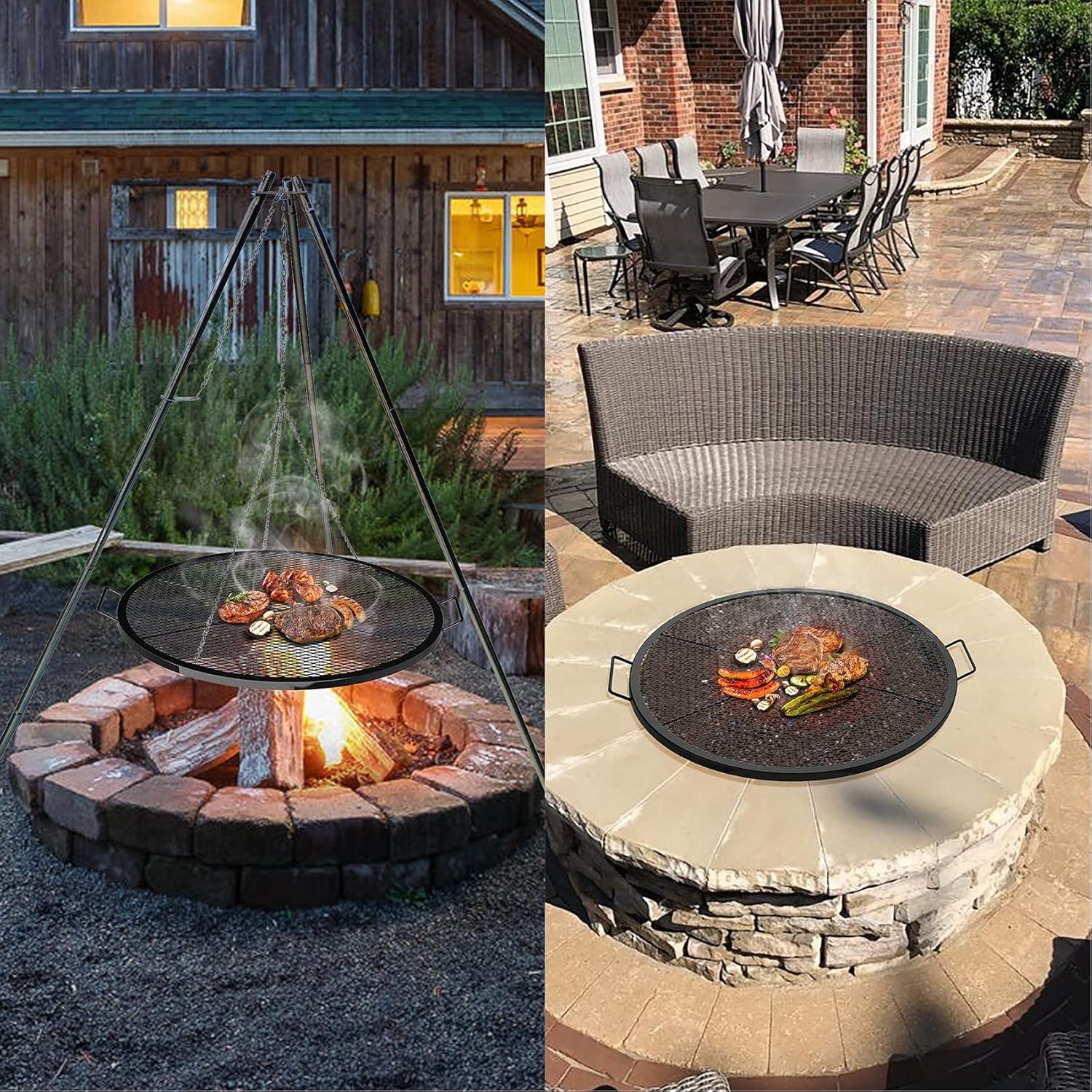 Stanbroil Heavy Duty X-Marks Fire Pit Cooking Grill Grates with Support X Wire – Outdoor Round BBQ Campfire Grill Grid – Camping Cookware, 36-Inch(30 Inch)
