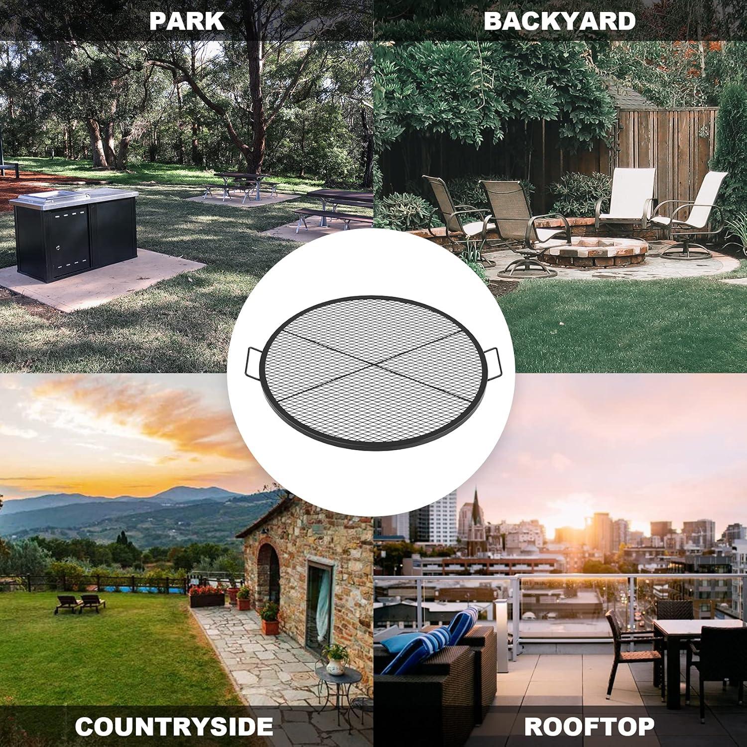 Stanbroil Heavy Duty X-Marks Fire Pit Cooking Grill Grates with Support X Wire – Outdoor Round BBQ Campfire Grill Grid – Camping Cookware, 36-Inch(30 Inch)