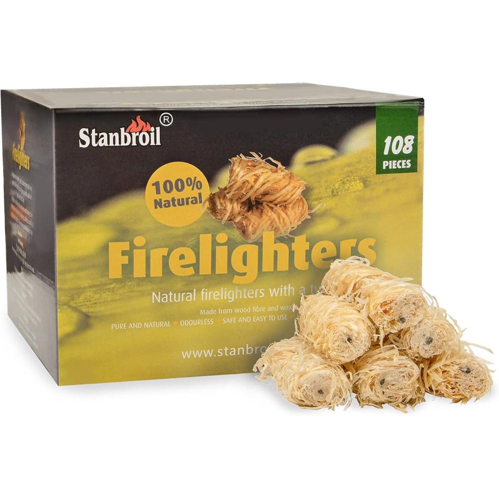 Stanbroil 50 pcs Fire Starters, Natural Charcoal Fire Starters Super Fast Lighting Perfect for Barbecue Grills, Smokers, Wood Stove, Campfires and Outdoor Fireplaces(108 pcs)