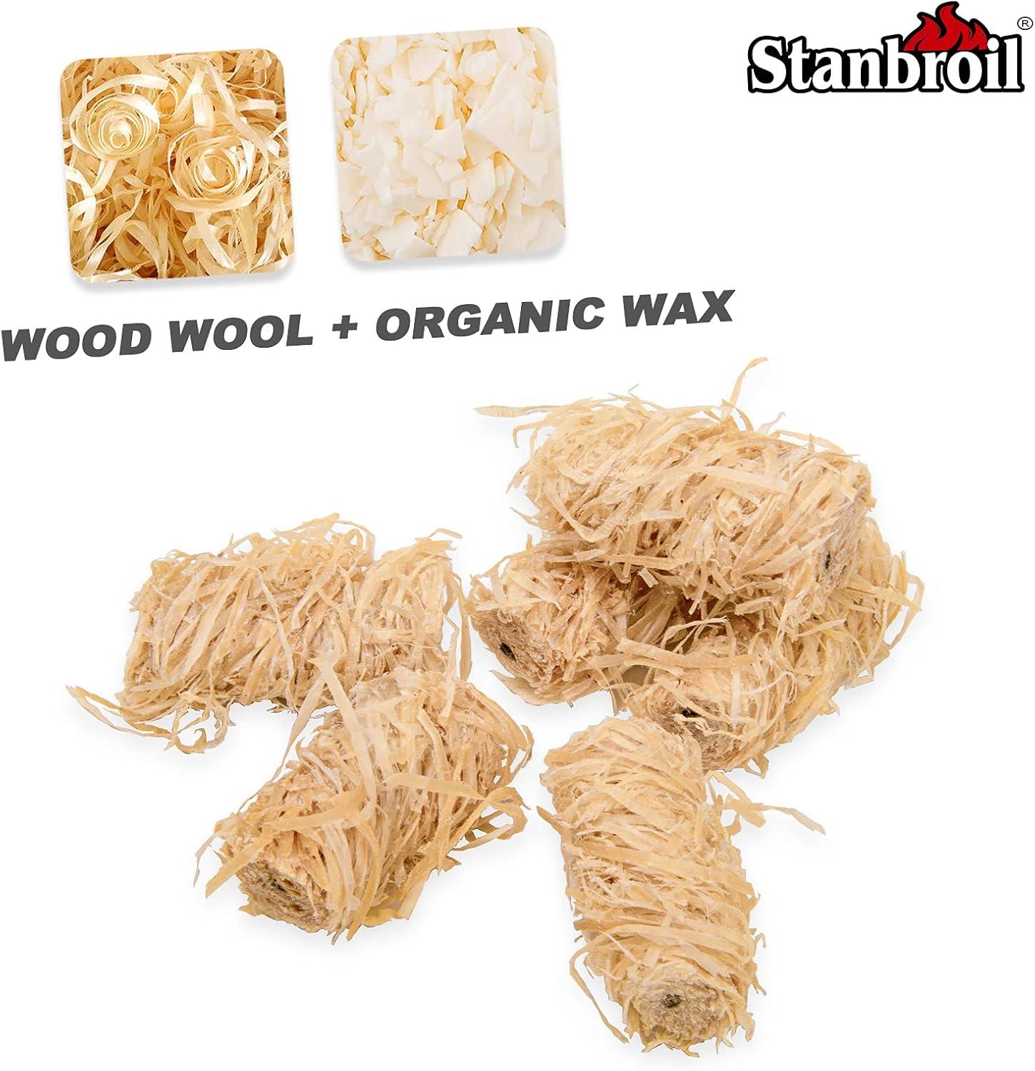 Stanbroil 50 pcs Fire Starters, Natural Charcoal Fire Starters Super Fast Lighting Perfect for Barbecue Grills, Smokers, Wood Stove, Campfires and Outdoor Fireplaces(108 pcs)