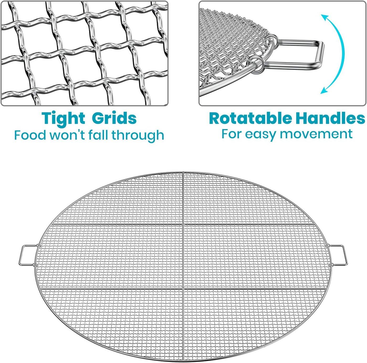 Stanbroil Fire Pit Cooking Grill Grate – Outdoor Round BBQ Campfire Grill Grid – Camping Cookware – Stainless Steel, 24 Inch(36 Inch)