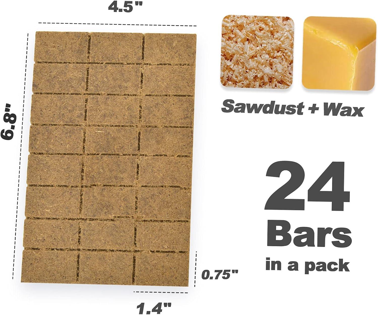 Stanbroil 24 pcs Fire Starters, Squares Natural Charcoal Fire Starters Super Fast Lighting Perfect for Barbecue Grills, Smokers, Wood Stove, Campfires and Outdoor Fireplaces(24 pcs)