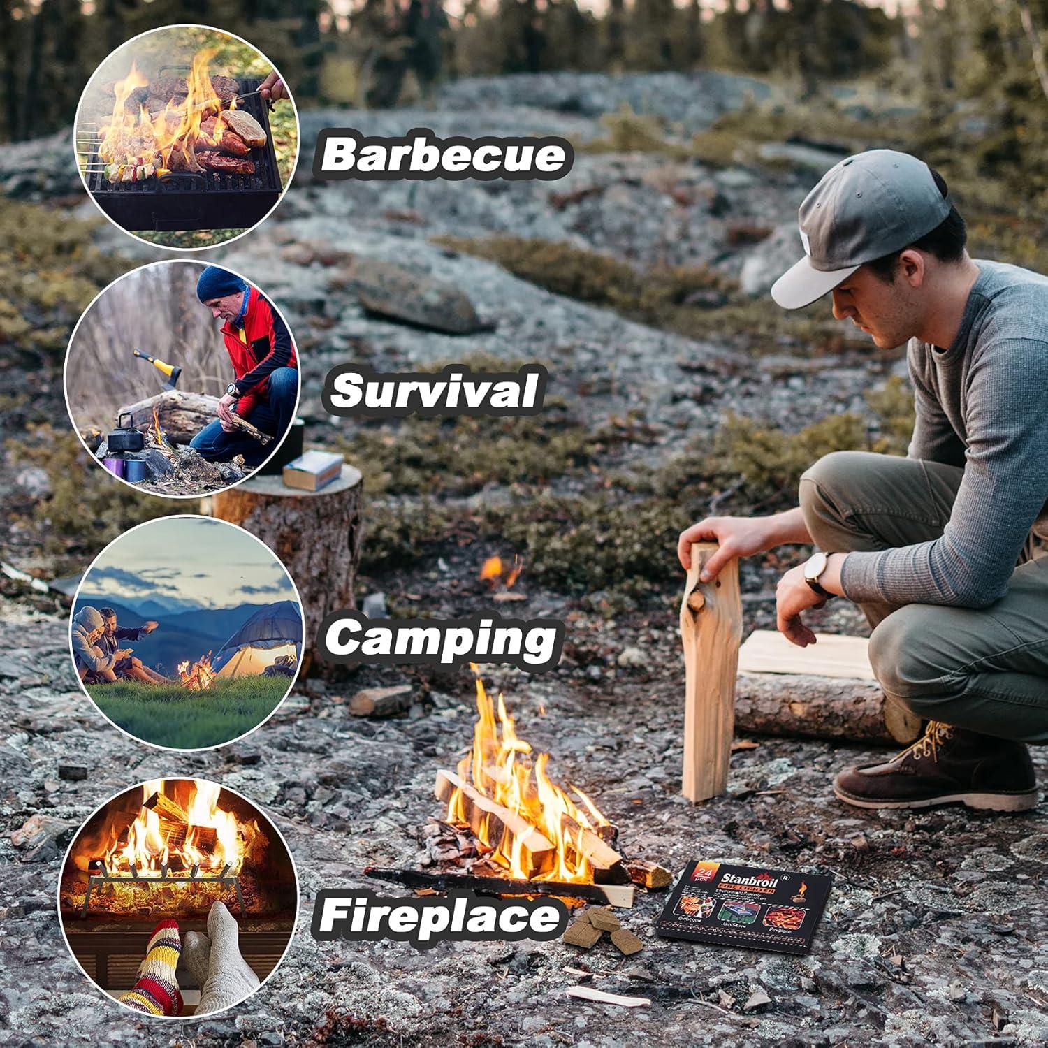 Stanbroil 24 pcs Fire Starters, Squares Natural Charcoal Fire Starters Super Fast Lighting Perfect for Barbecue Grills, Smokers, Wood Stove, Campfires and Outdoor Fireplaces(24 pcs)