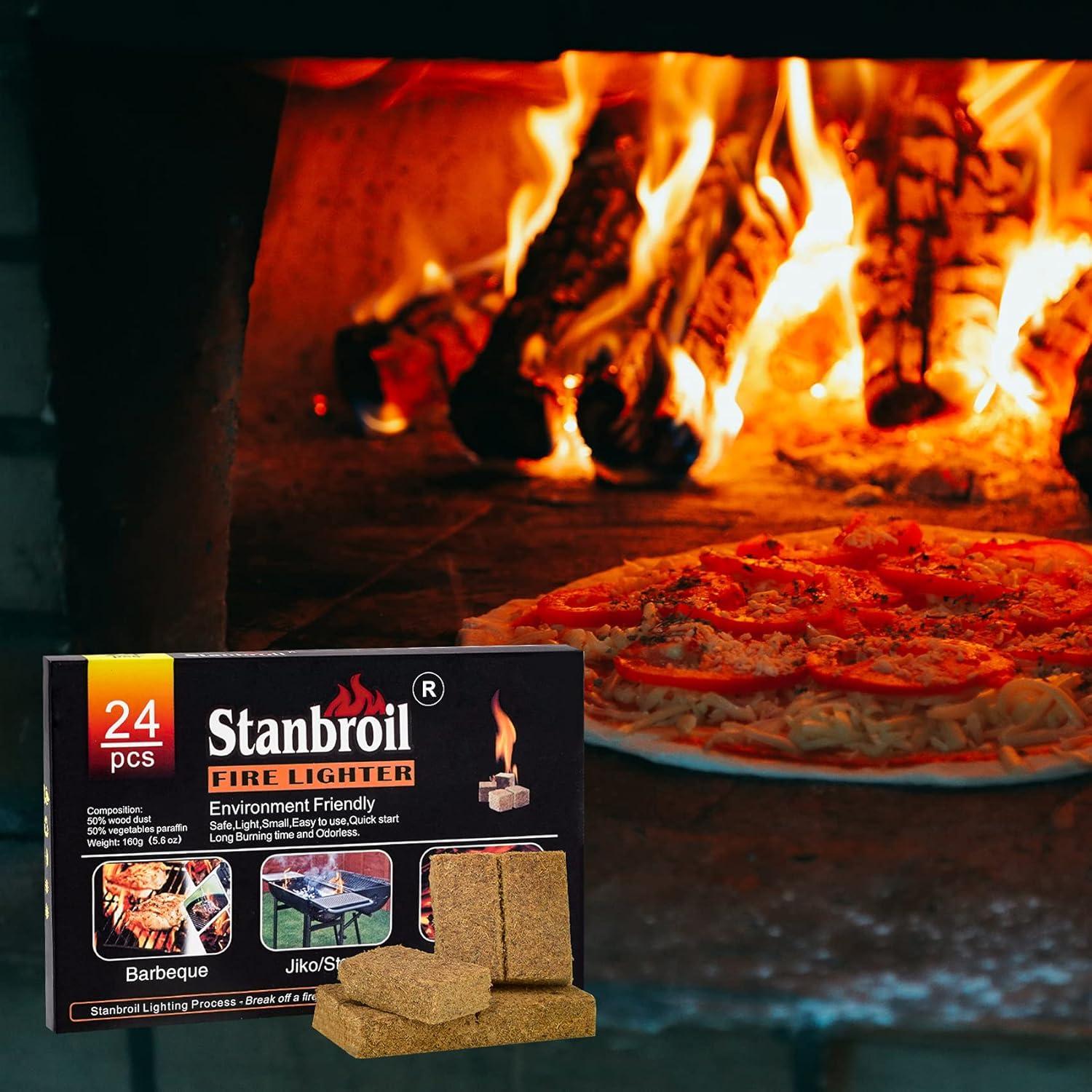 Stanbroil 24 pcs Fire Starters, Squares Natural Charcoal Fire Starters Super Fast Lighting Perfect for Barbecue Grills, Smokers, Wood Stove, Campfires and Outdoor Fireplaces(24 pcs)