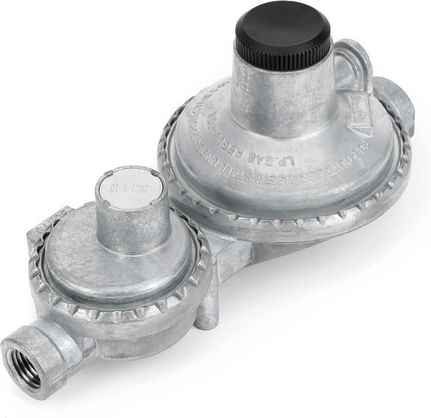 Stanbroil Horizontal Two Stage Propane Regulator with 3/8″ Female NPT and POL for RV, Vans, Trailers, Campers(Vertical Regulator)