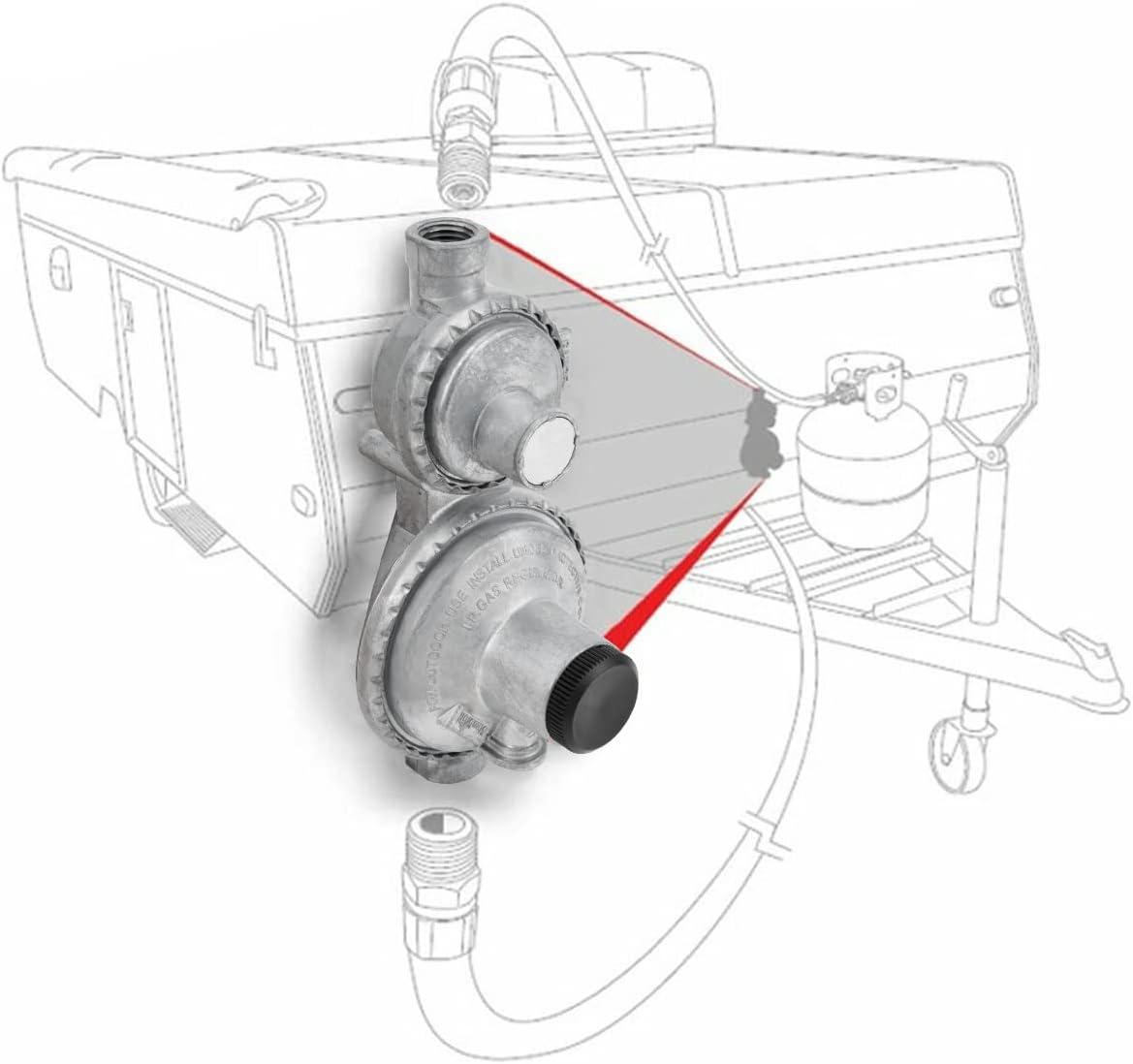 Stanbroil Horizontal Two Stage Propane Regulator with 3/8″ Female NPT and POL for RV, Vans, Trailers, Campers(Vertical Regulator)