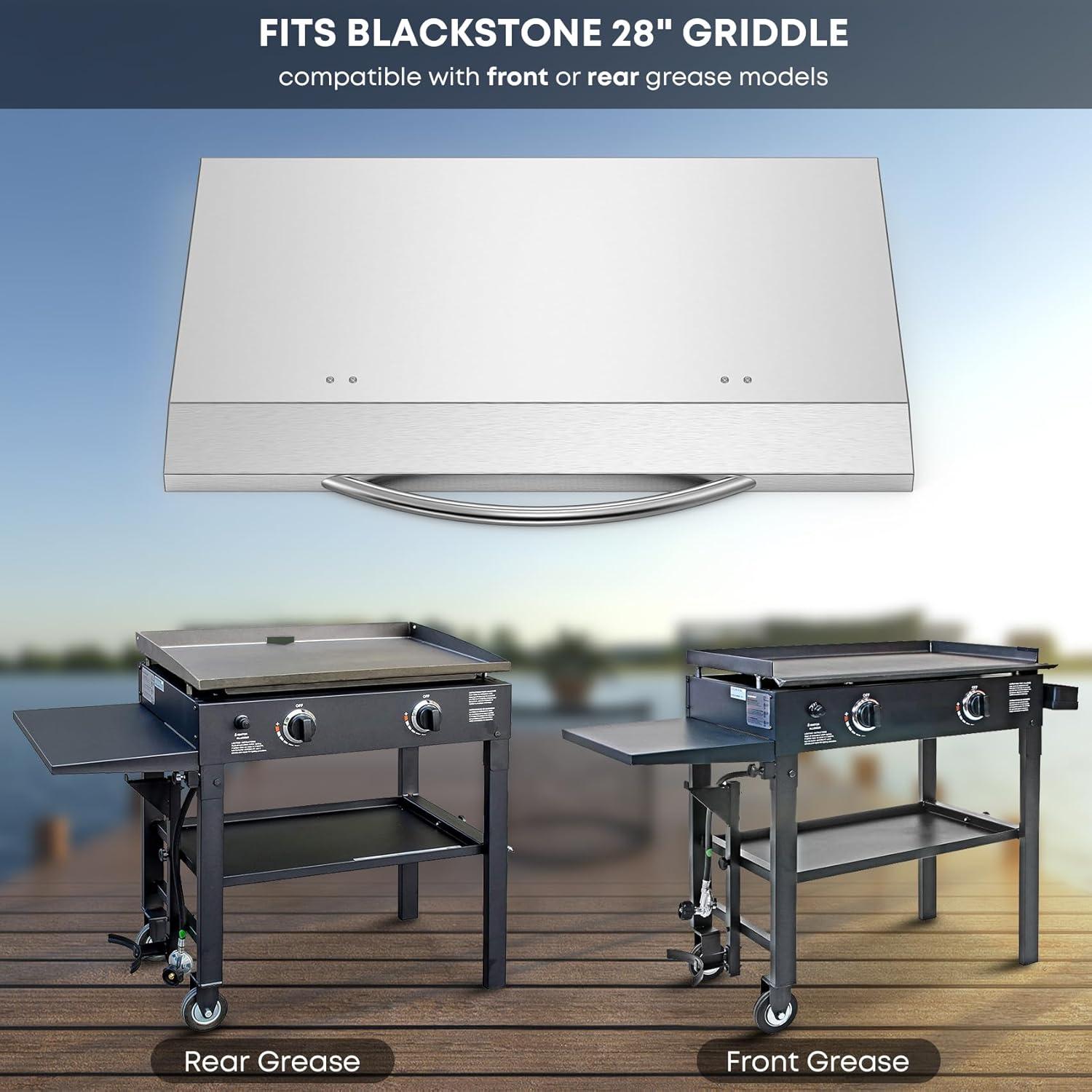 Stanbroil 28 Inch Griddle Hard Cover Hood with Handle for Blackstone 28 Inch Griddle and Other Similar Grills, Stainless Steel(28 Inch)