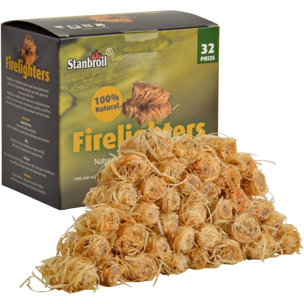 Stanbroil 50 pcs Fire Starters, Natural Charcoal Fire Starters Super Fast Lighting Perfect for Barbecue Grills, Smokers, Wood Stove, Campfires and Outdoor Fireplaces(32 pcs)