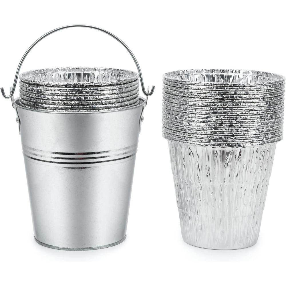 Stanbroil Grill Grease Bucket Replacement with 10-Pack Bucket Liners for Traeger 20/22/34 Series, Pit Boss, Camp Chef, Louisiana, etc Pellet Grill/Smoker, Silver(30-Pack)