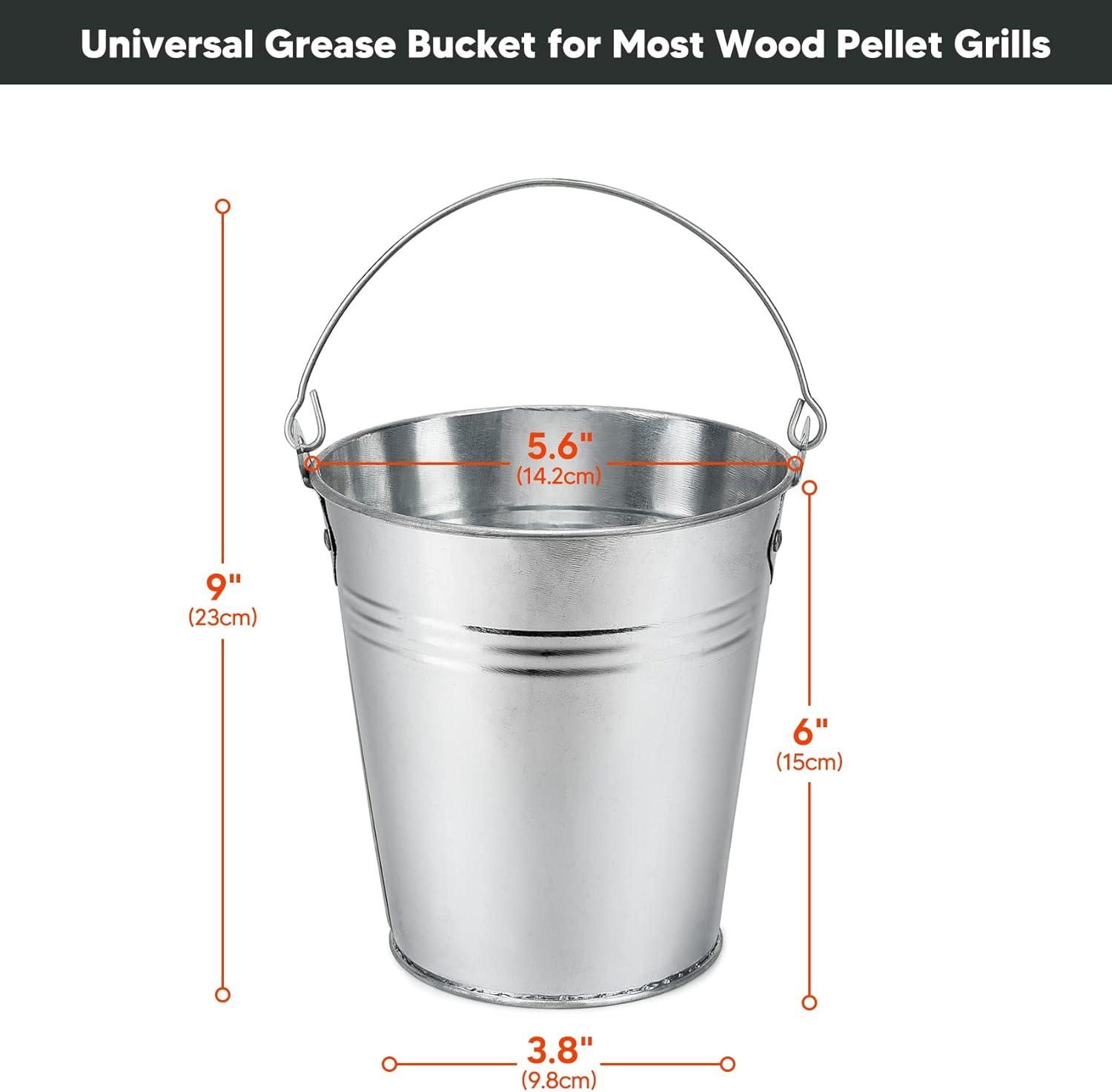 Stanbroil Grill Grease Bucket Replacement with 10-Pack Bucket Liners for Traeger 20/22/34 Series, Pit Boss, Camp Chef, Louisiana, etc Pellet Grill/Smoker, Silver(30-Pack)