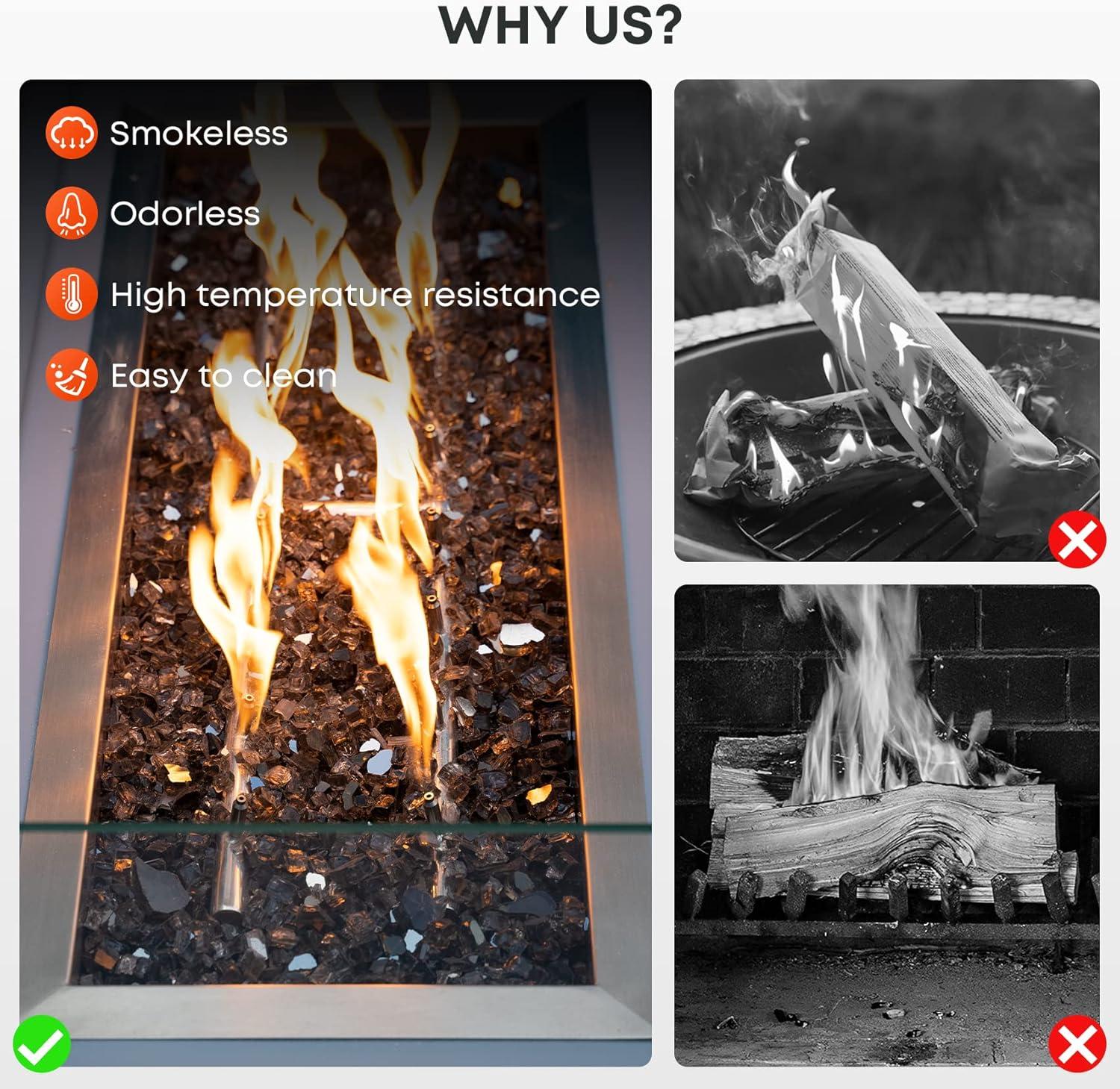 Stanbroil 10-Pound Fire Glass – 1/4 inch Reflective Tempered Fire Glass for Fireplace Fire Pit, Copper Reflective Fireglass(Bronze Reflective)
