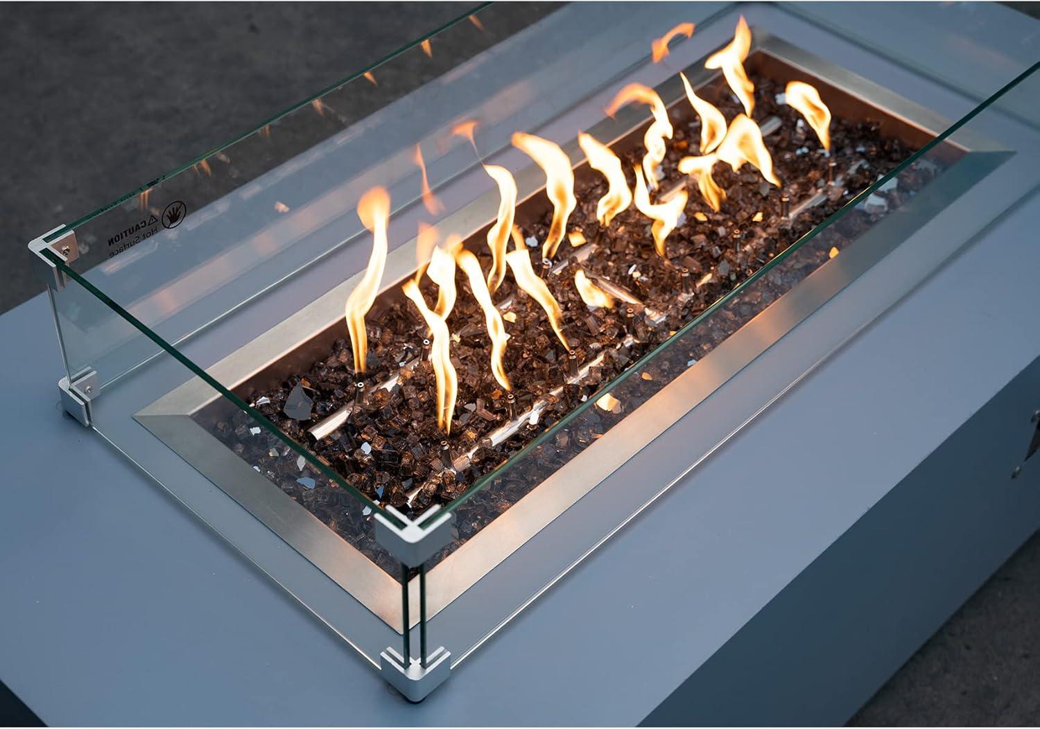 Stanbroil 10-Pound Fire Glass – 1/4 inch Reflective Tempered Fire Glass for Fireplace Fire Pit, Copper Reflective Fireglass(Bronze Reflective)