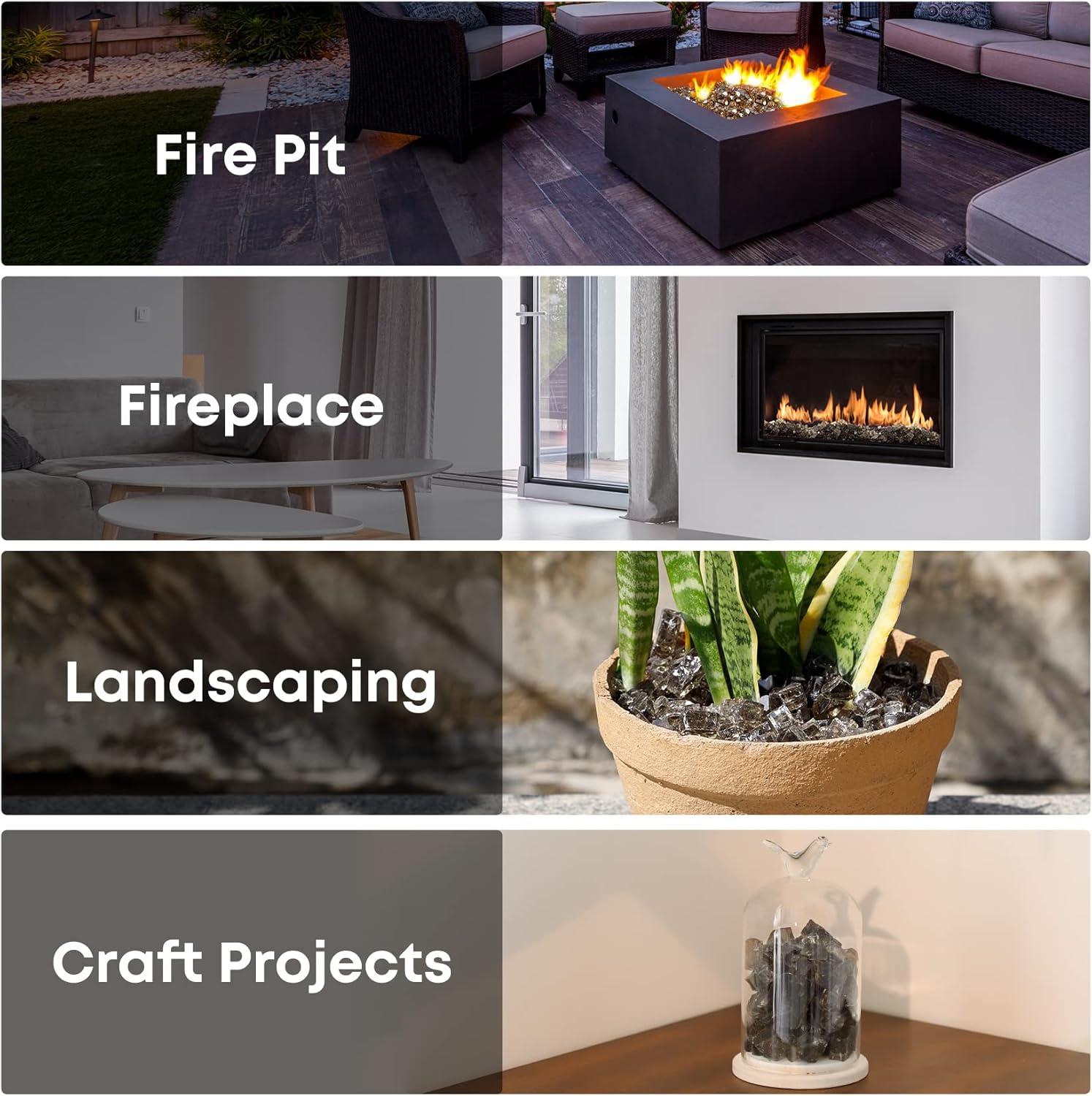 Stanbroil 10-Pound Fire Glass – 1/4 inch Reflective Tempered Fire Glass for Fireplace Fire Pit, Copper Reflective Fireglass(Bronze Reflective)