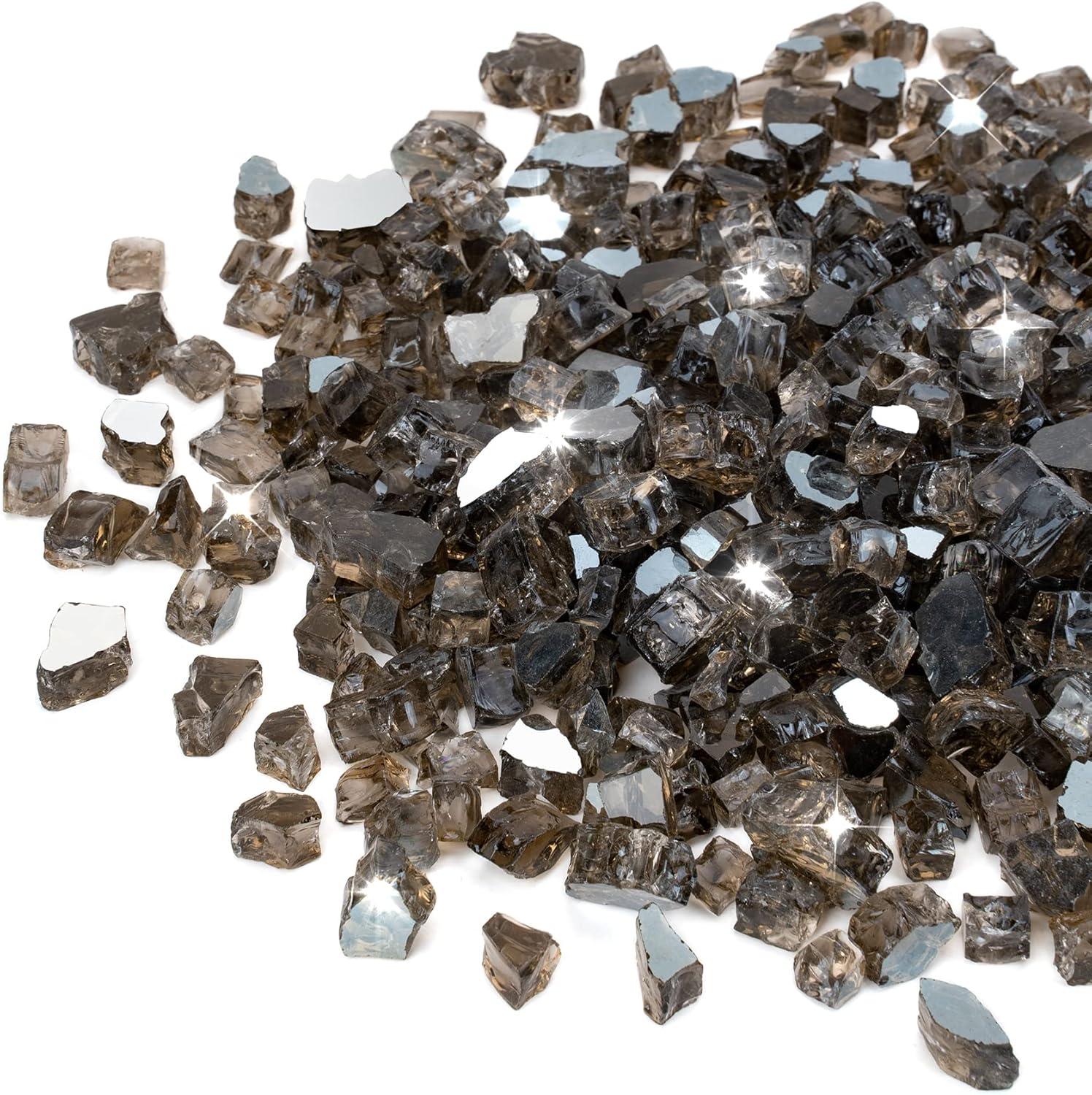 Stanbroil 10-Pound Fire Glass – 1/4 inch Reflective Tempered Fire Glass for Fireplace Fire Pit, Copper Reflective Fireglass(Bronze Reflective)