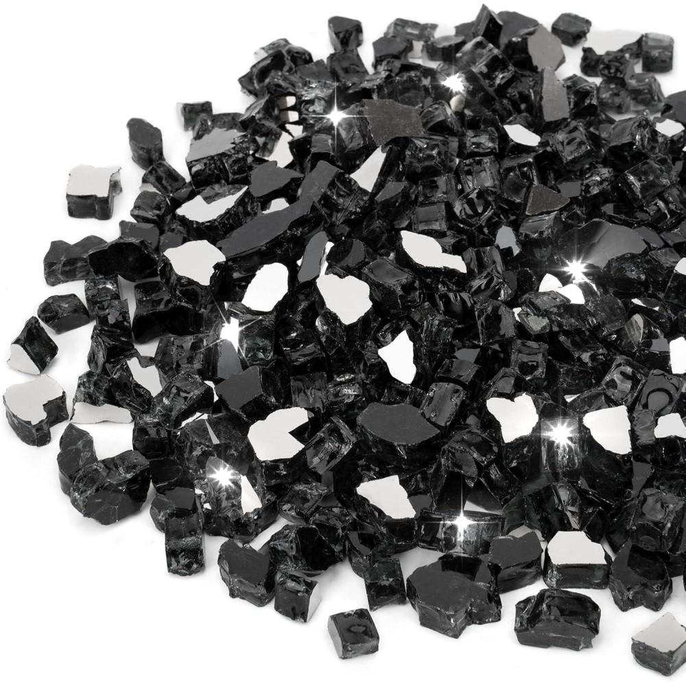 Stanbroil 10-Pound Fire Glass – 1/4 inch Reflective Tempered Fire Glass for Fireplace Fire Pit, Copper Reflective Fireglass(Onyx Black Reflective)