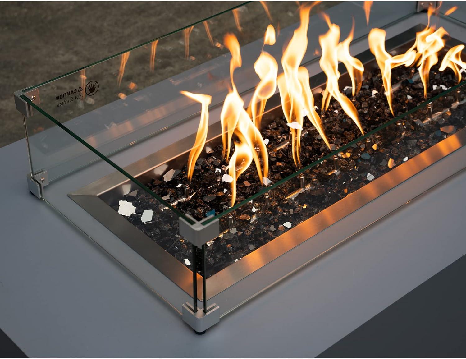 Stanbroil 10-Pound Fire Glass – 1/4 inch Reflective Tempered Fire Glass for Fireplace Fire Pit, Copper Reflective Fireglass(Onyx Black Reflective)