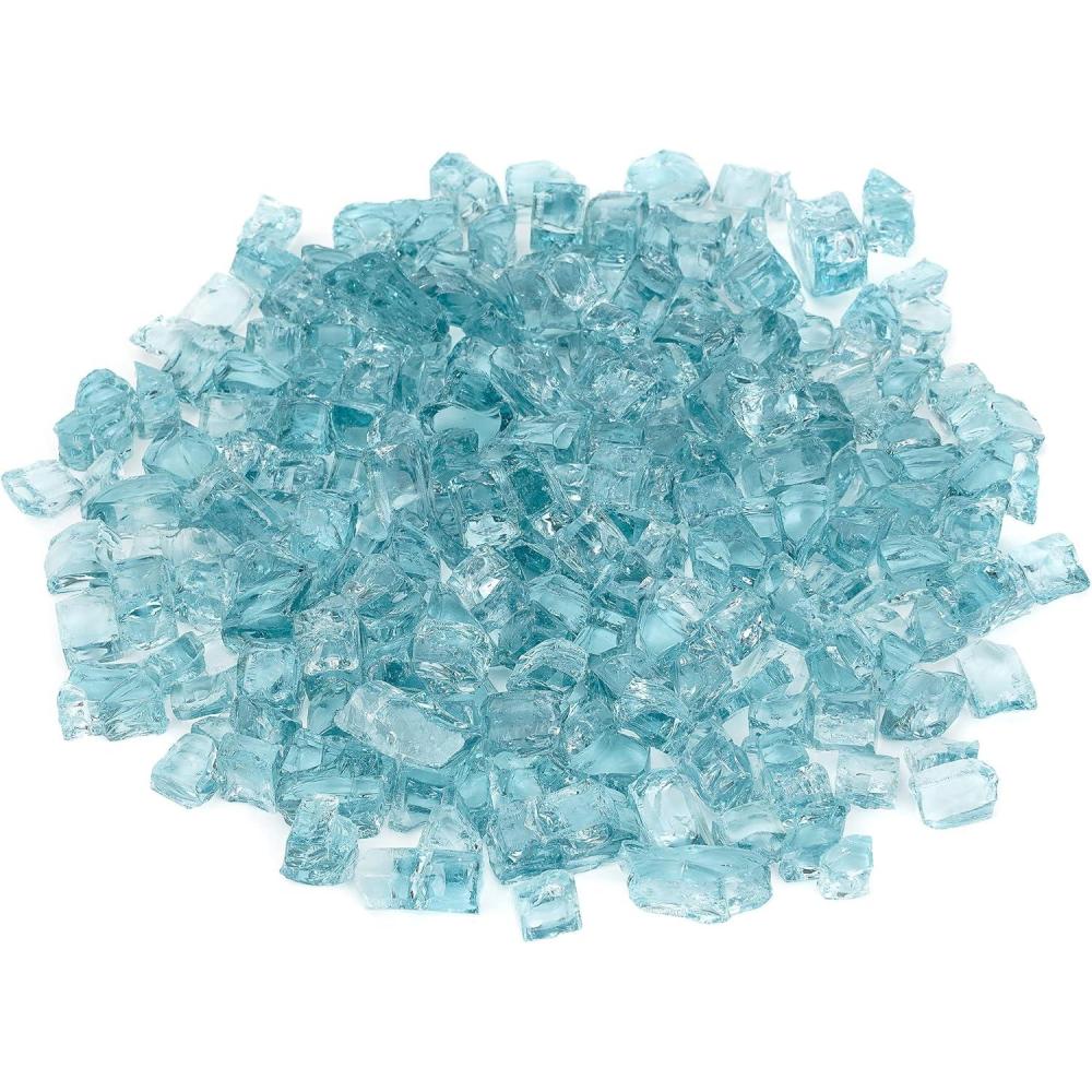 Stanbroil 10-Pound Fire Glass – 1/2 inch Tempered Fire Glass for Fireplace Fire Pit, Aqua Blue