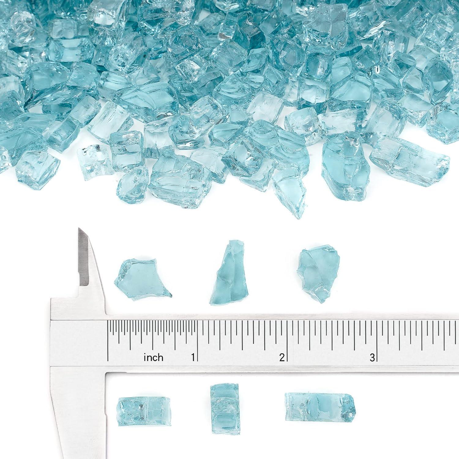 Stanbroil 10-Pound Fire Glass – 1/2 inch Tempered Fire Glass for Fireplace Fire Pit, Aqua Blue