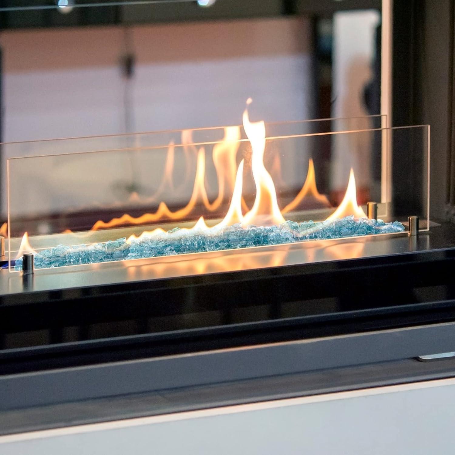 Stanbroil 10-Pound Fire Glass – 1/2 inch Tempered Fire Glass for Fireplace Fire Pit, Aqua Blue