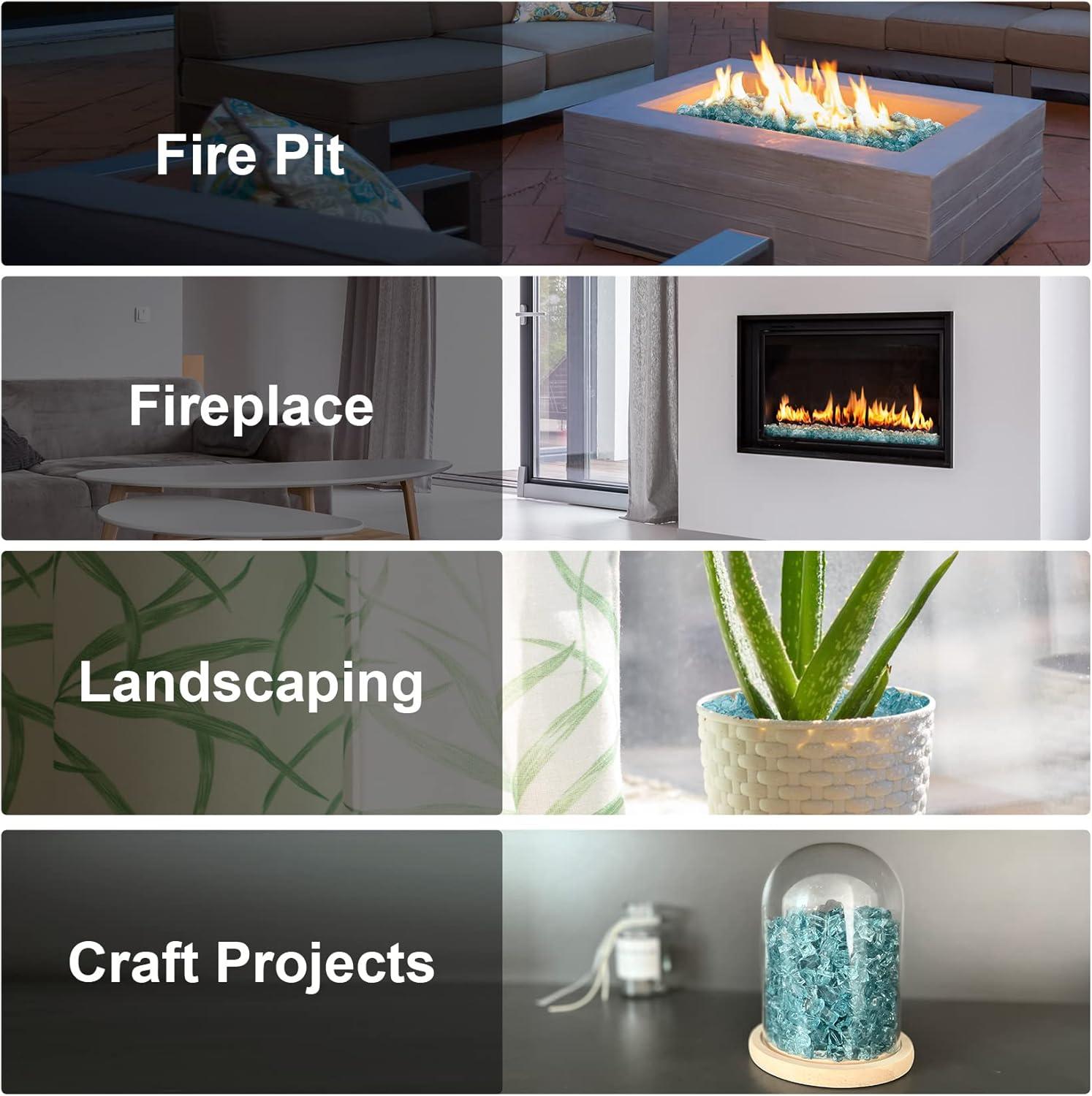Stanbroil 10-Pound Fire Glass – 1/2 inch Tempered Fire Glass for Fireplace Fire Pit, Aqua Blue