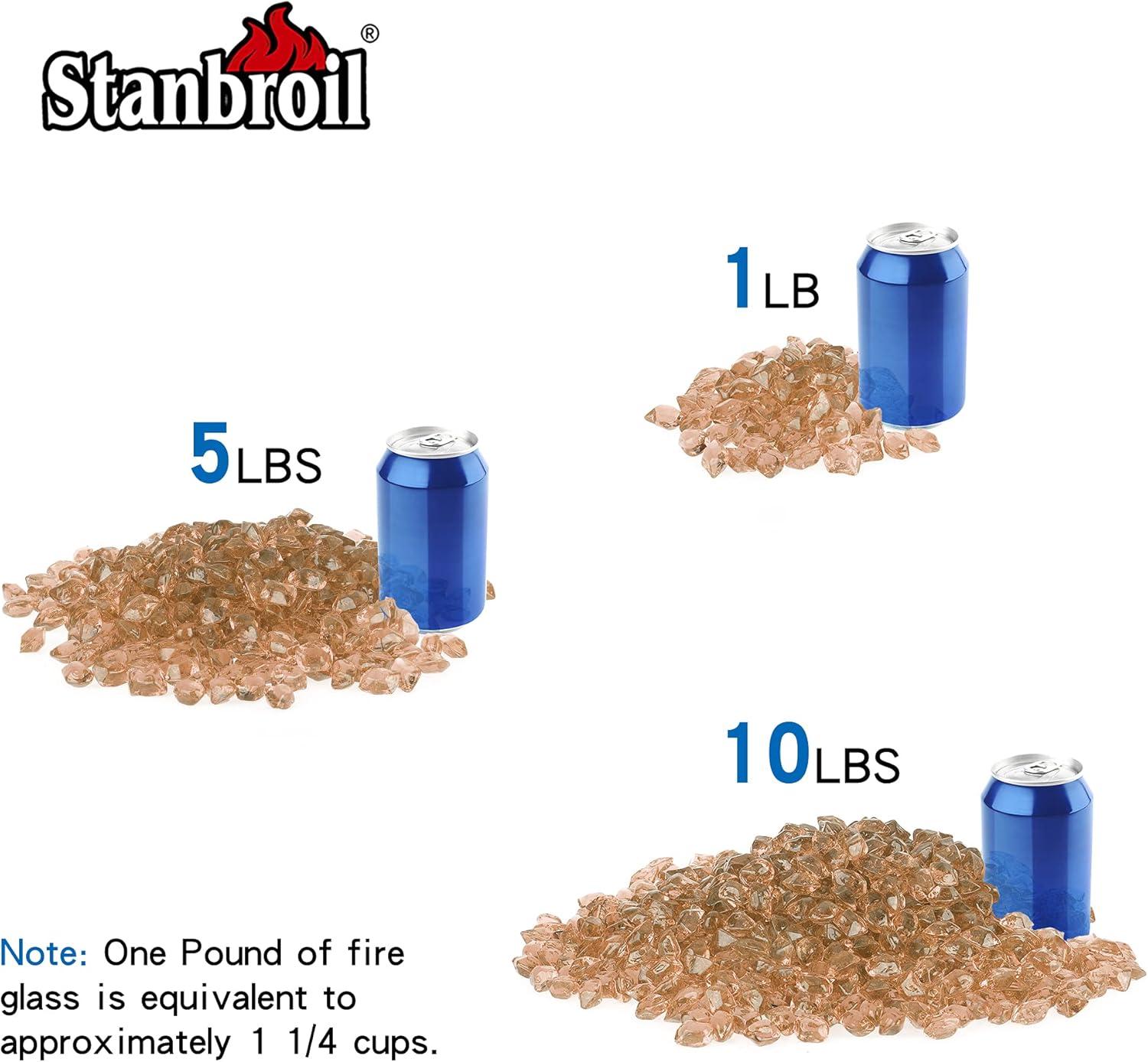 Stanbroil 10-Pound Fire Glass – 1/2 inch Polygon Fire Glass for Fireplace Fire Pit and Landscaping, Crystal(Elegant Gold)