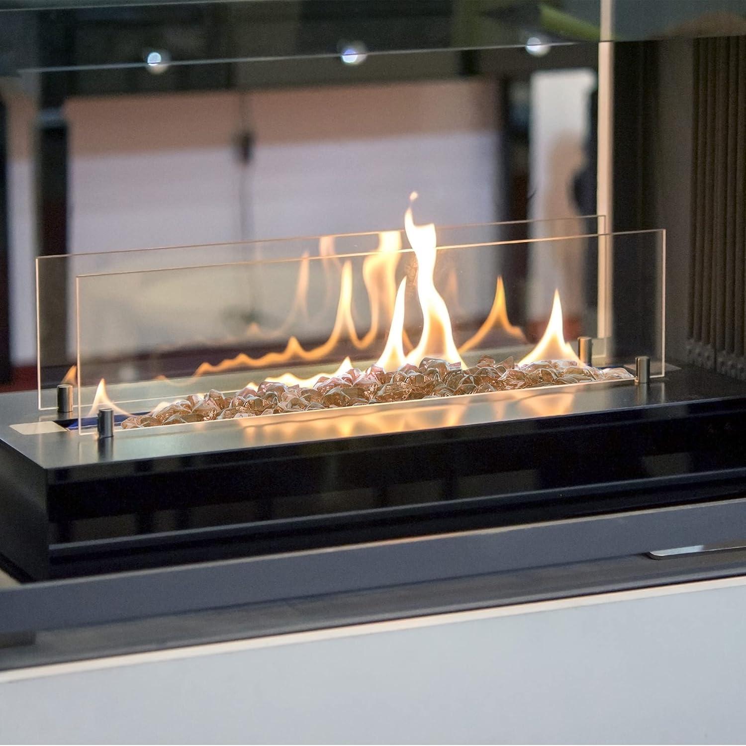 Stanbroil 10-Pound Fire Glass – 1/2 inch Polygon Fire Glass for Fireplace Fire Pit and Landscaping, Amber(Elegant Gold)