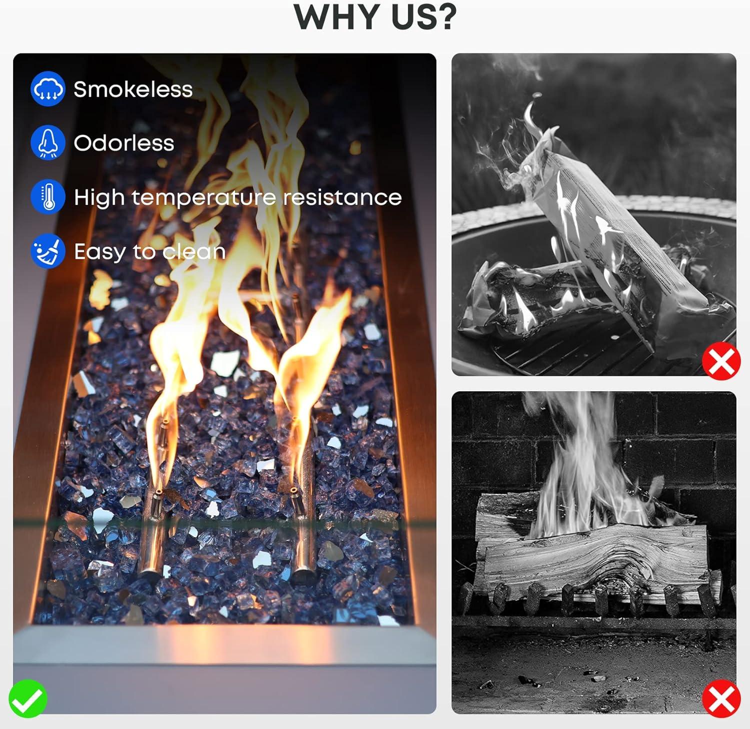 Stanbroil 10-Pound Fire Glass – 1/4 inch Reflective Tempered Fire Glass for Fireplace Fire Pit, Copper Reflective Fireglass(Pacific Blue Reflective)