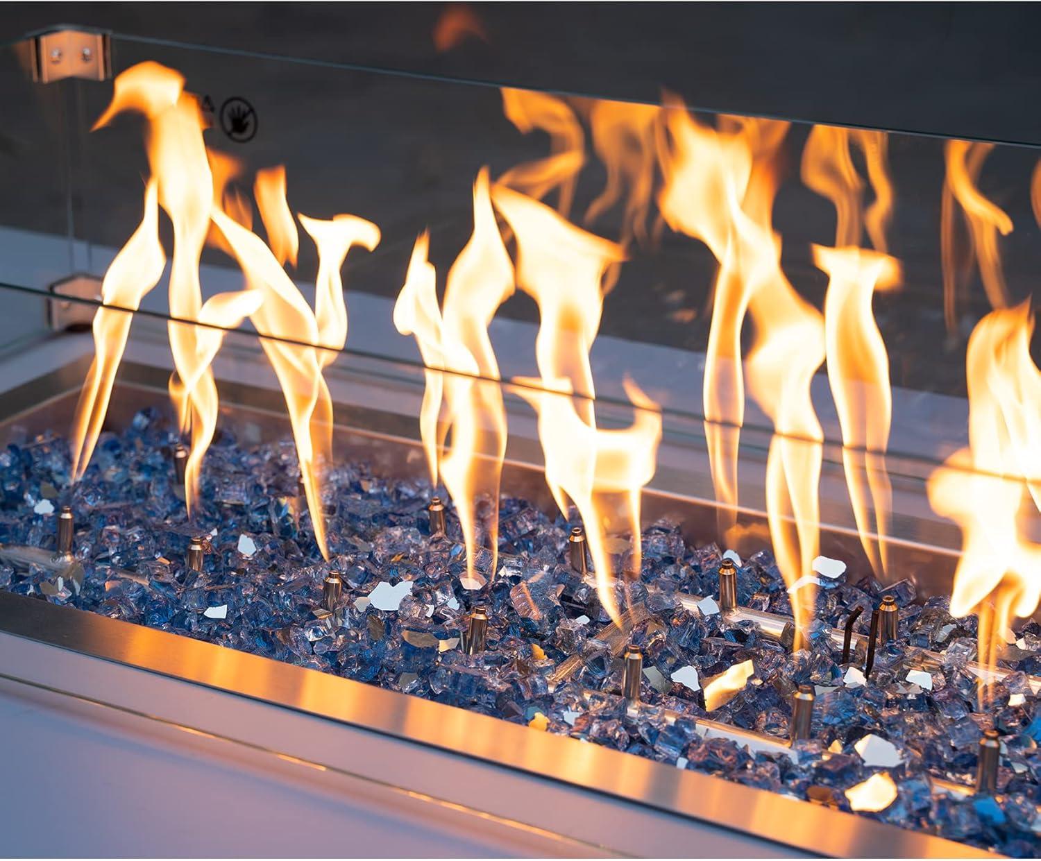 Stanbroil 10-Pound Fire Glass – 1/4 inch Reflective Tempered Fire Glass for Fireplace Fire Pit, Copper Reflective Fireglass(Pacific Blue Reflective)