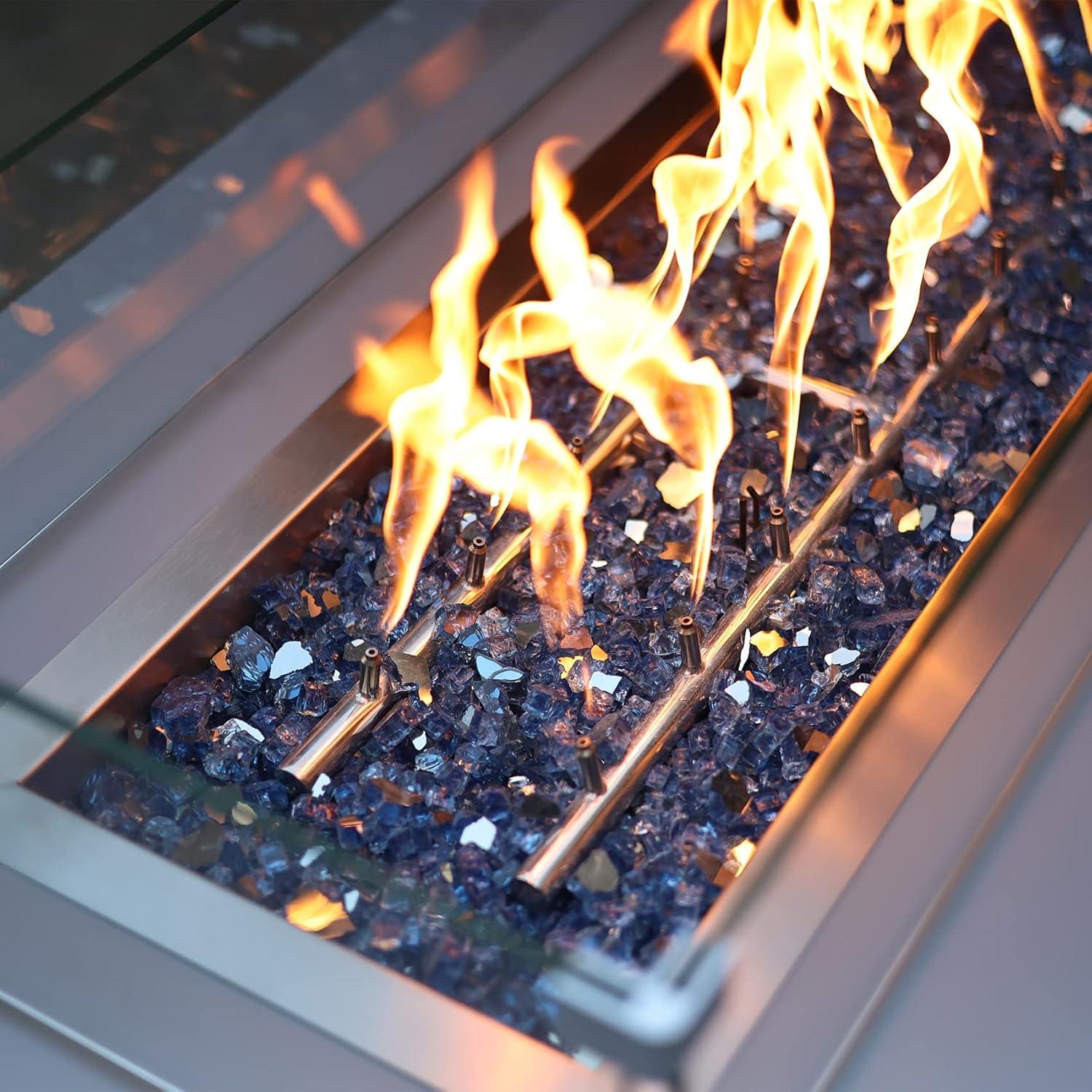 Stanbroil 10-Pound Fire Glass – 1/4 inch Reflective Tempered Fire Glass for Fireplace Fire Pit, Copper Reflective Fireglass(Pacific Blue Reflective)